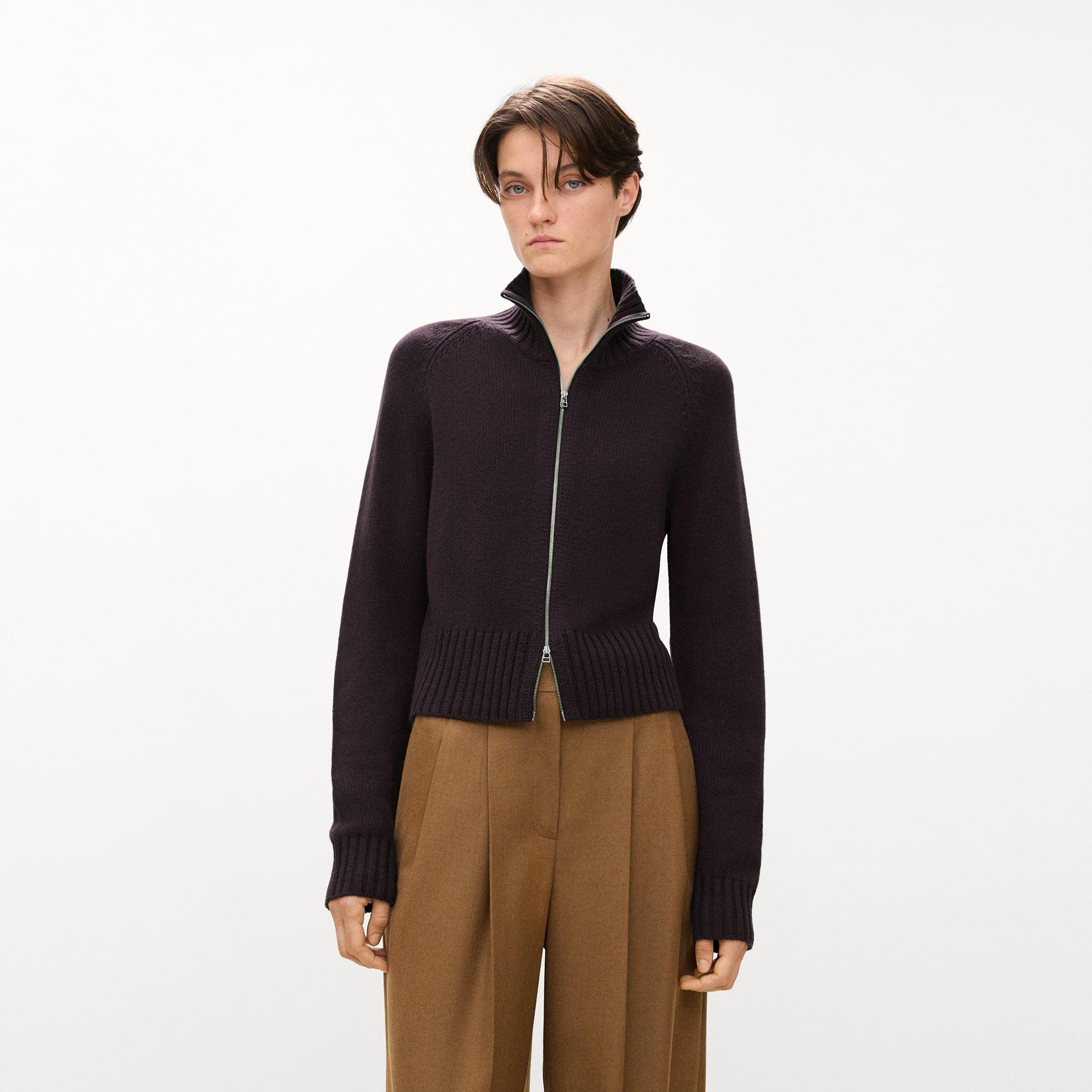 Raglan Zip Cardigan in Felted Wool-Cashmere