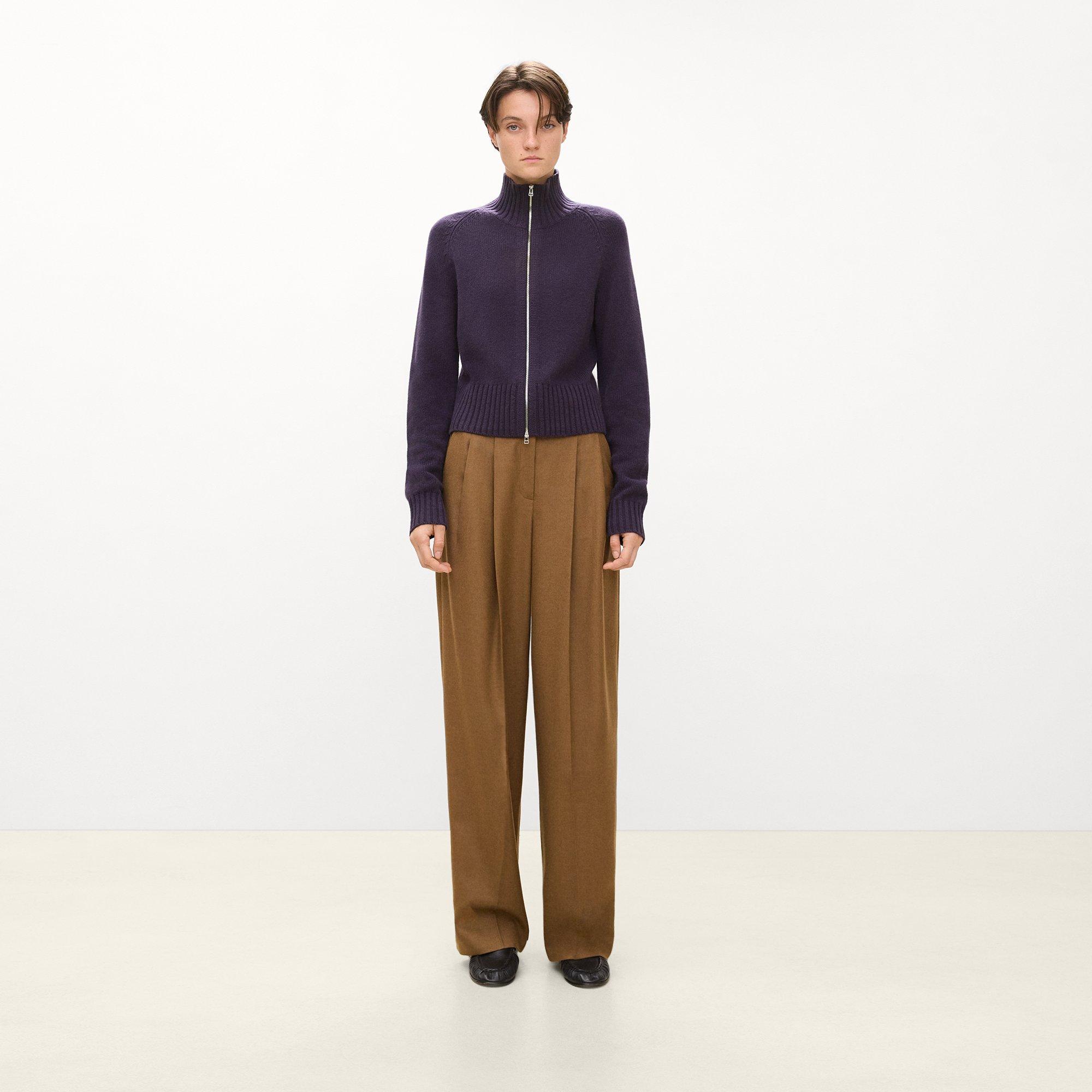 Raglan Zip Cardigan in Felted Wool-Cashmere