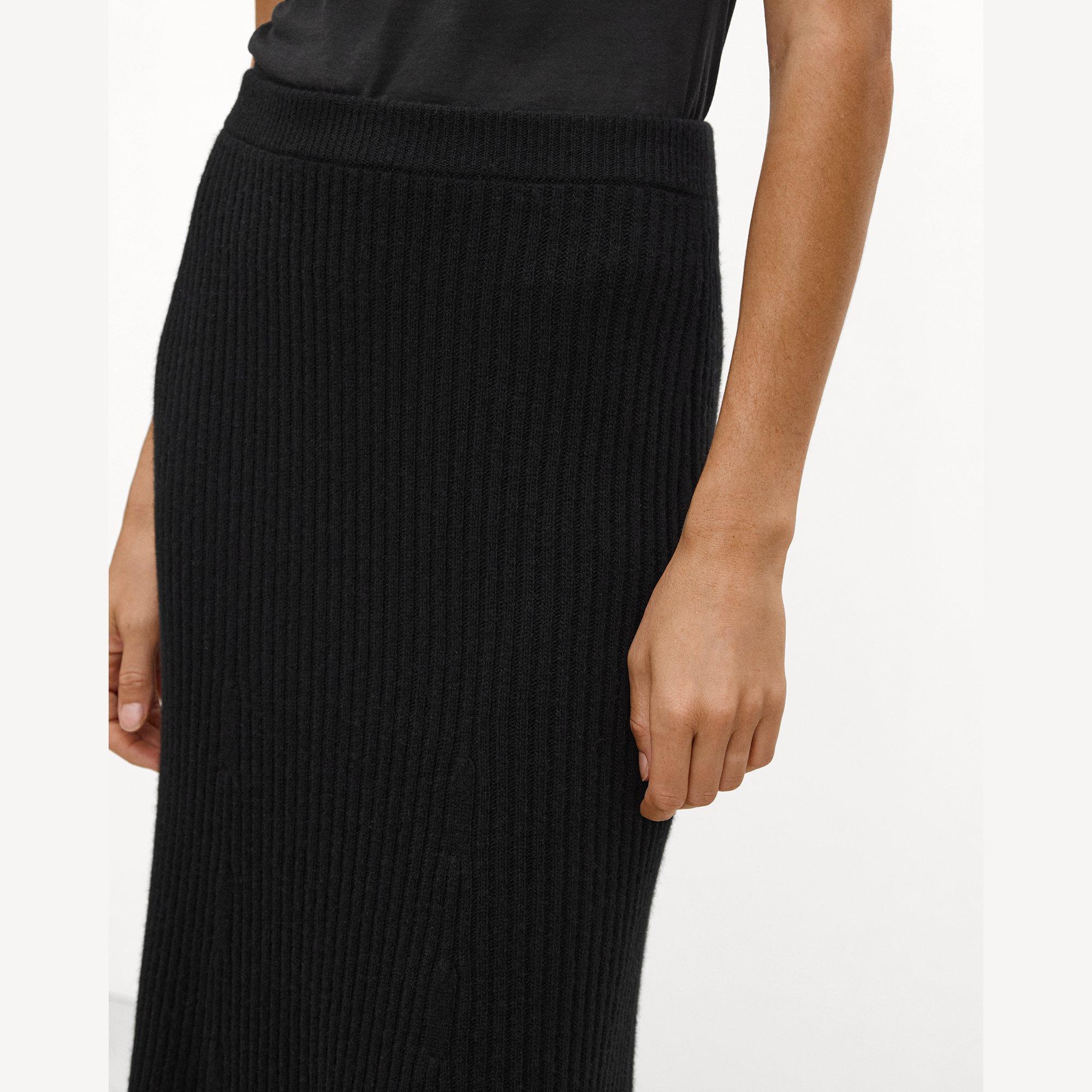 Ribbed Skirt in Felted Wool-Cashmere