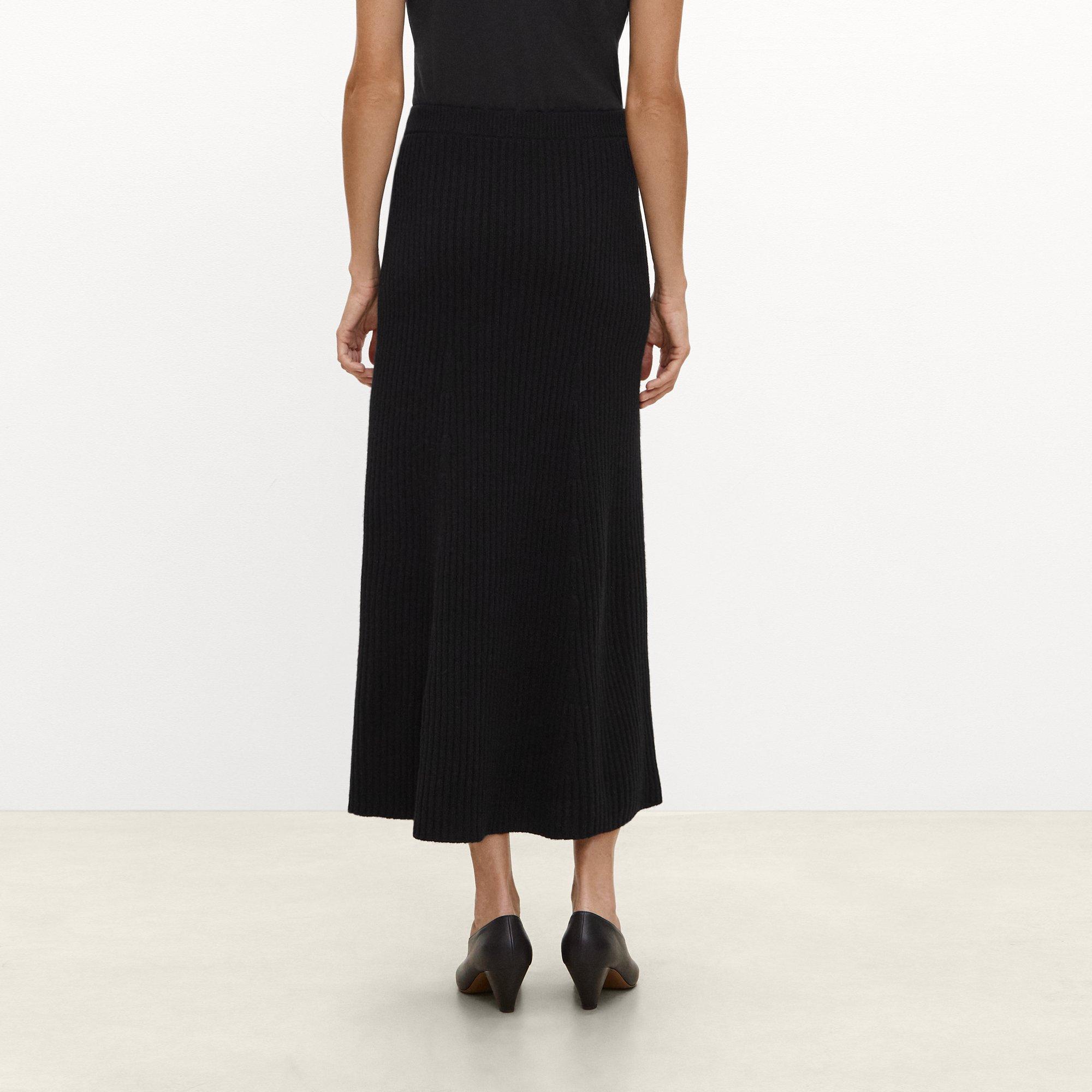 Ribbed Skirt in Felted Wool-Cashmere