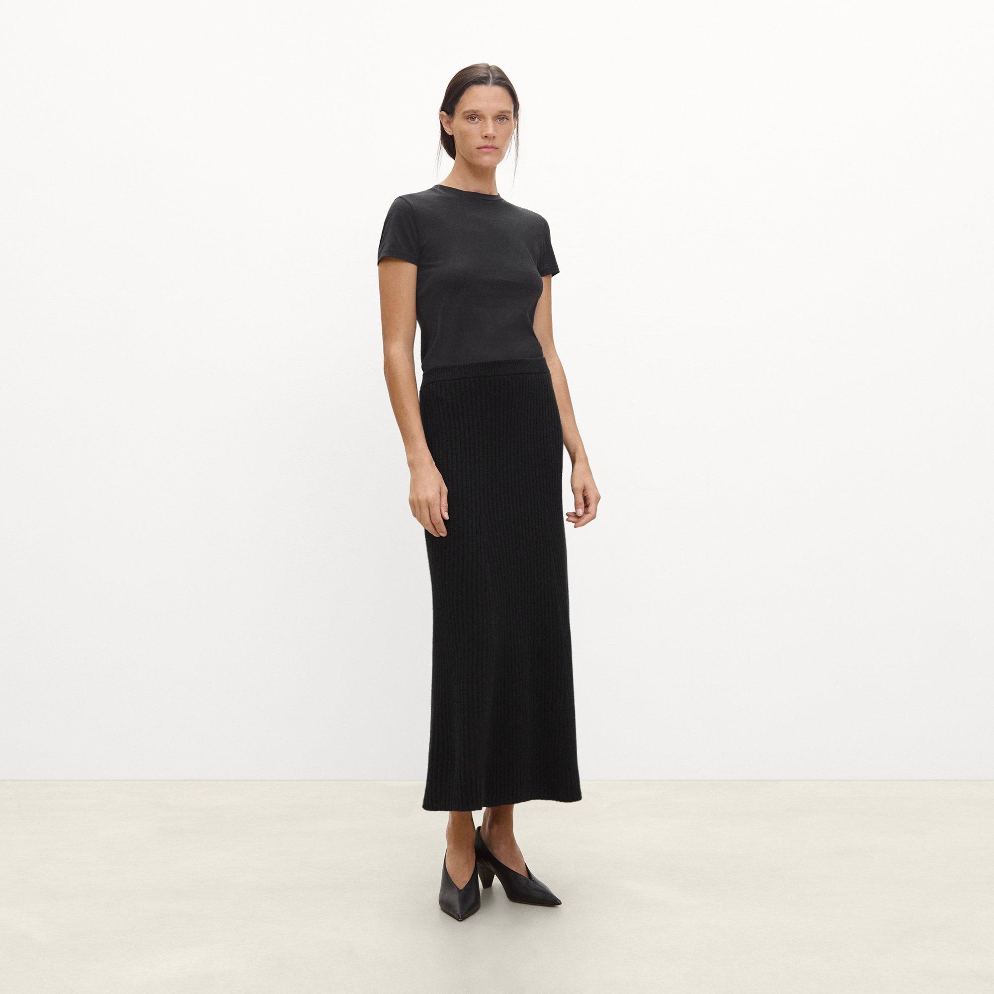 Ribbed Skirt in Felted Wool-Cashmere