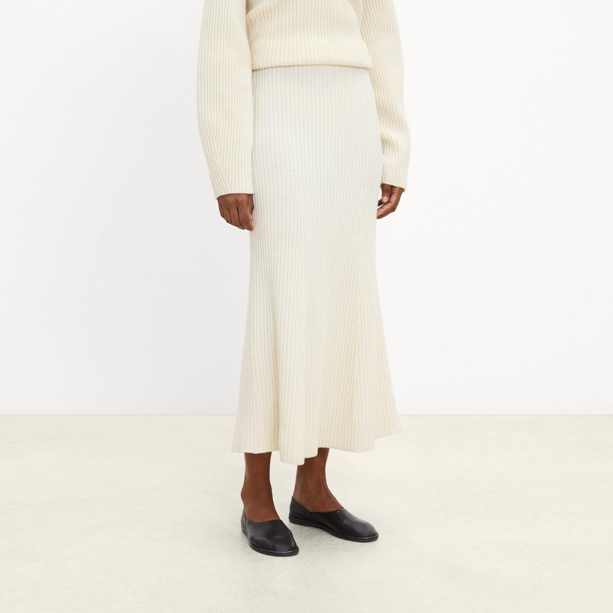 Ribbed Skirt in Felted Wool-Cashmere