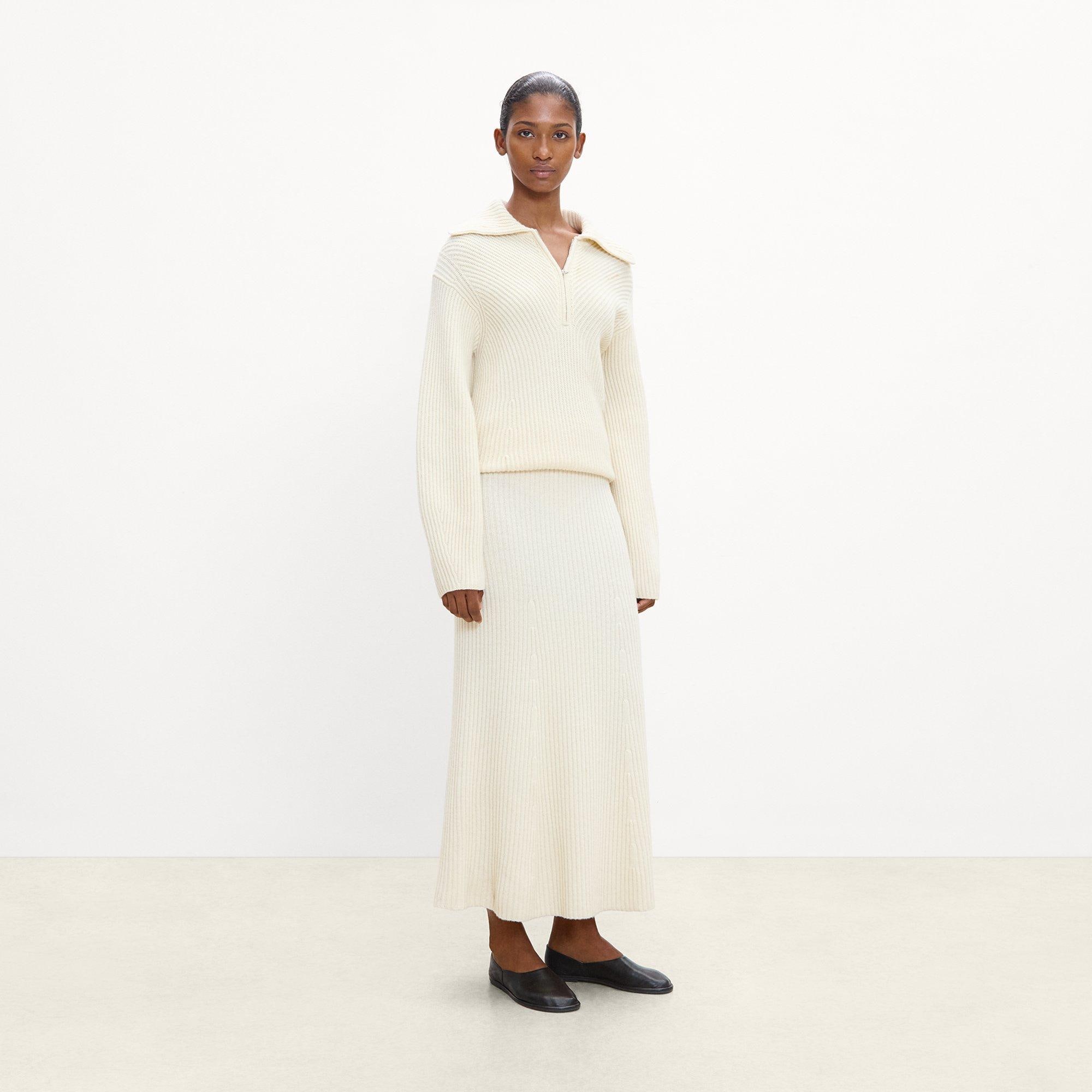 Ribbed Skirt in Felted Wool-Cashmere