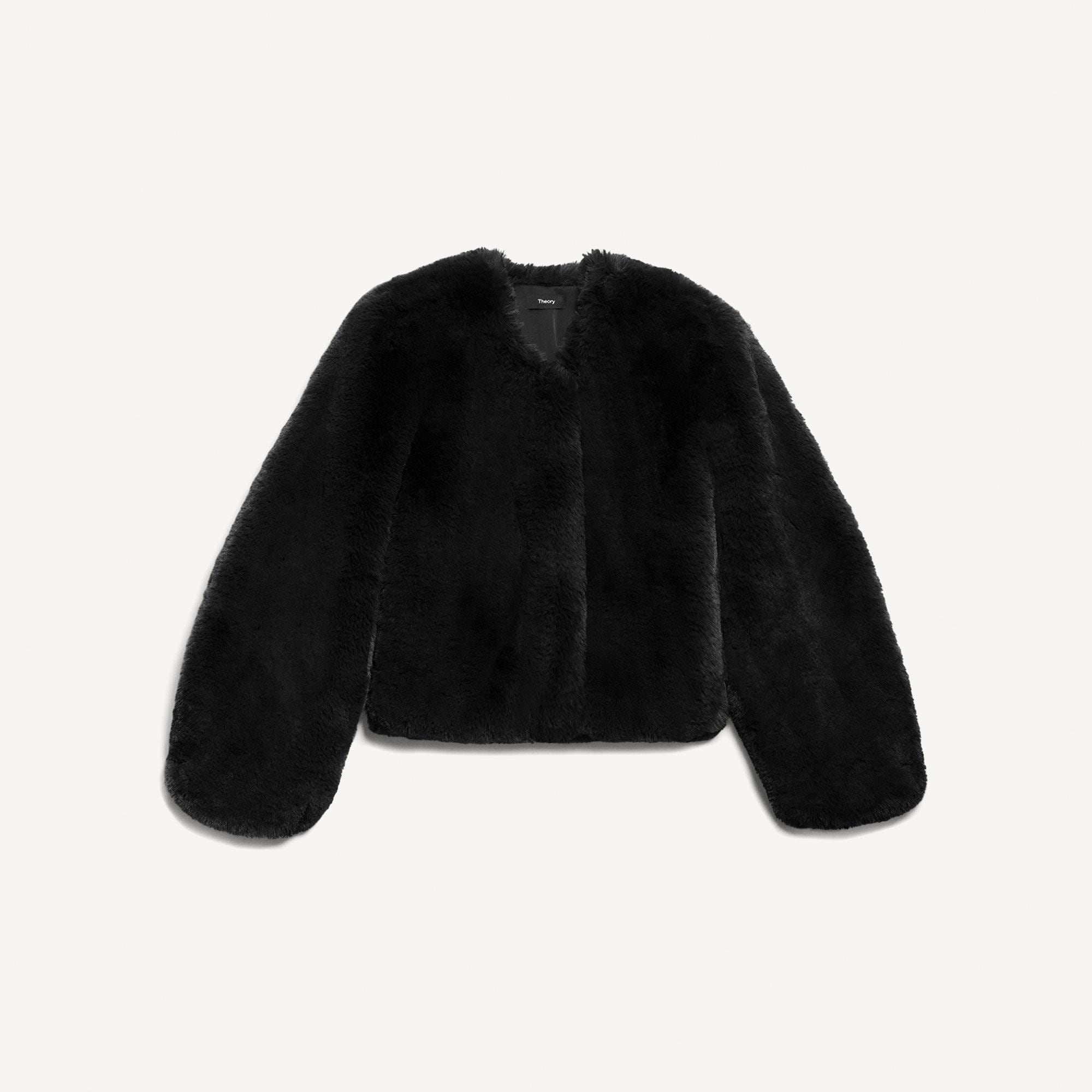 V-Neck Jacket in Faux Fur