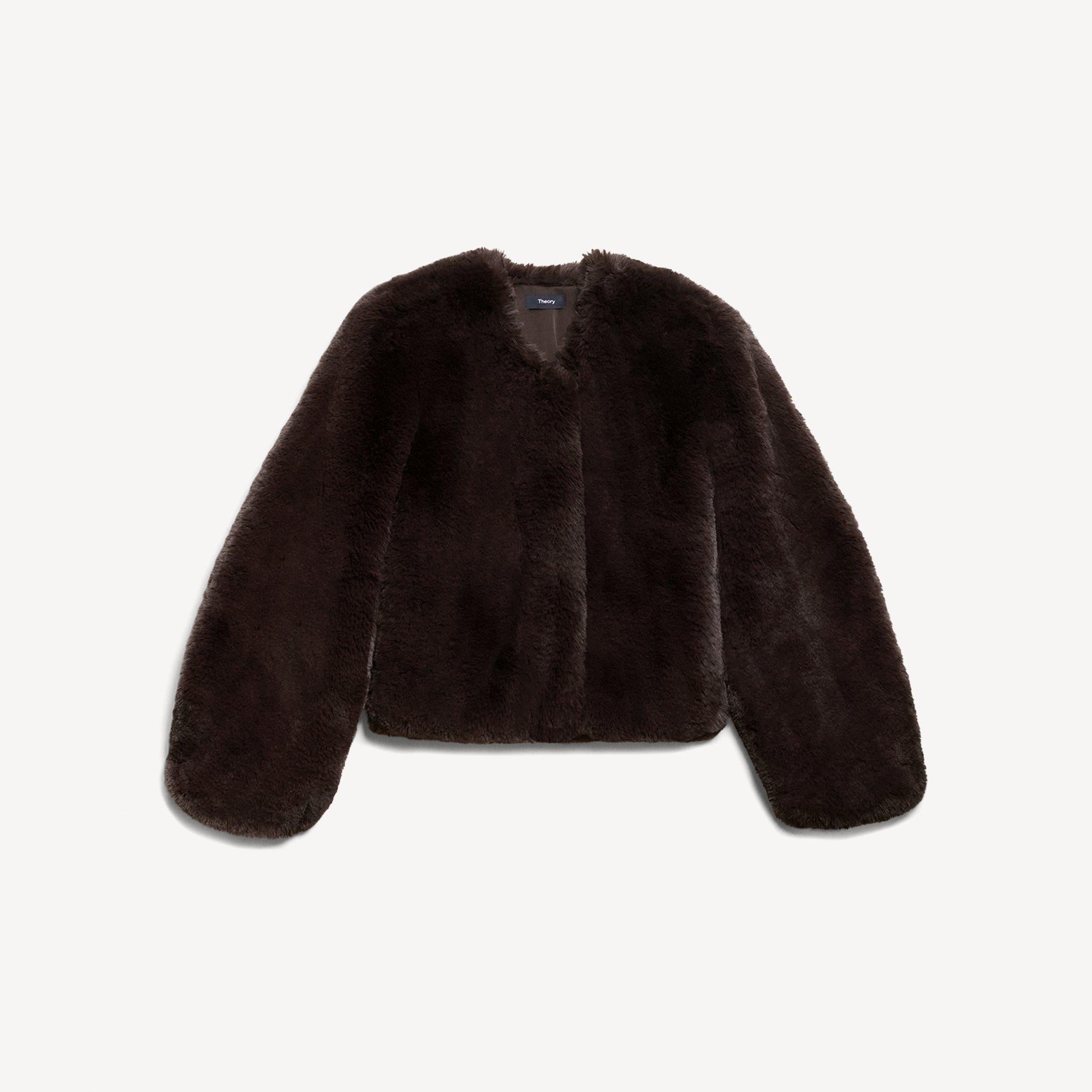 V-Neck Jacket in Faux Fur