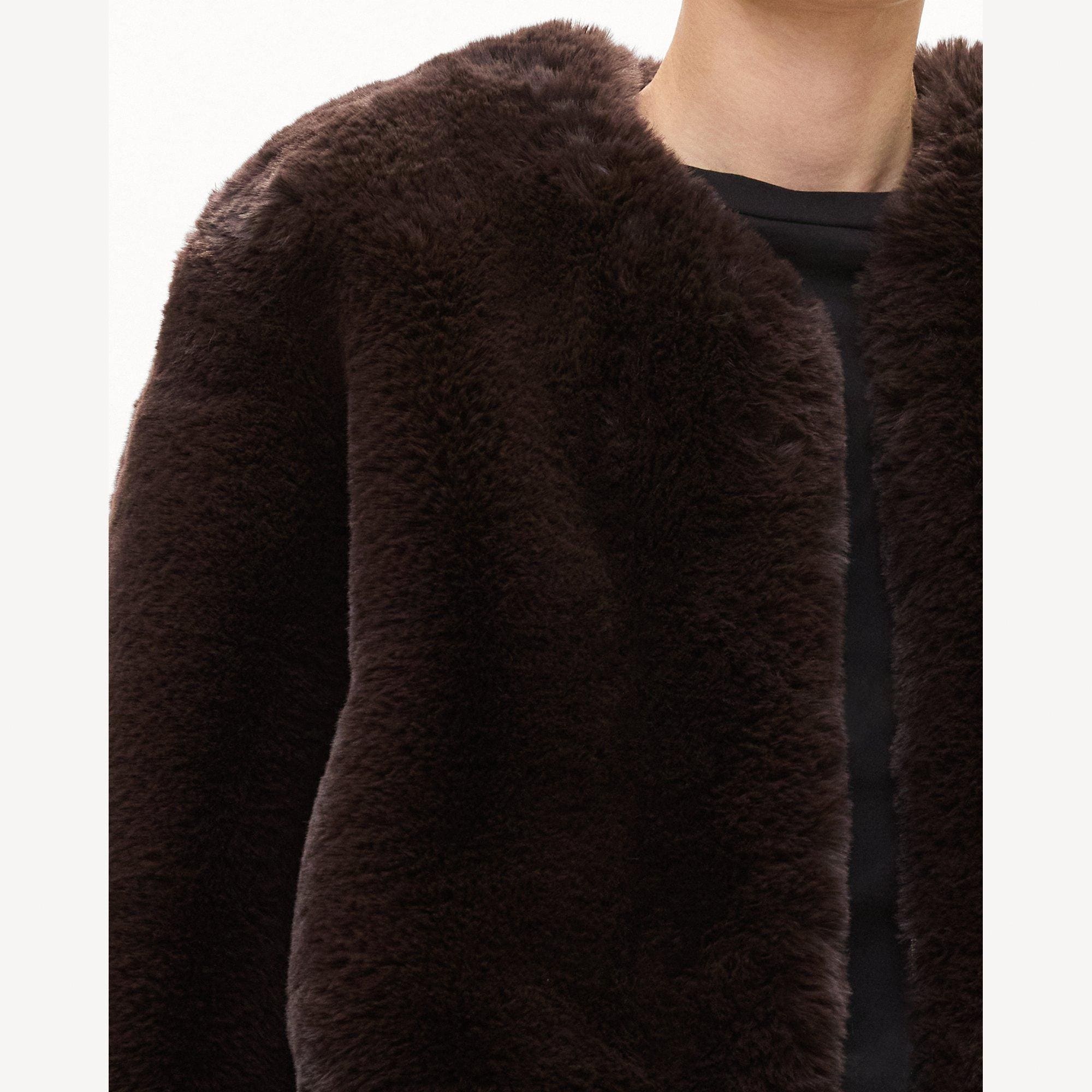 V-Neck Jacket in Faux Fur