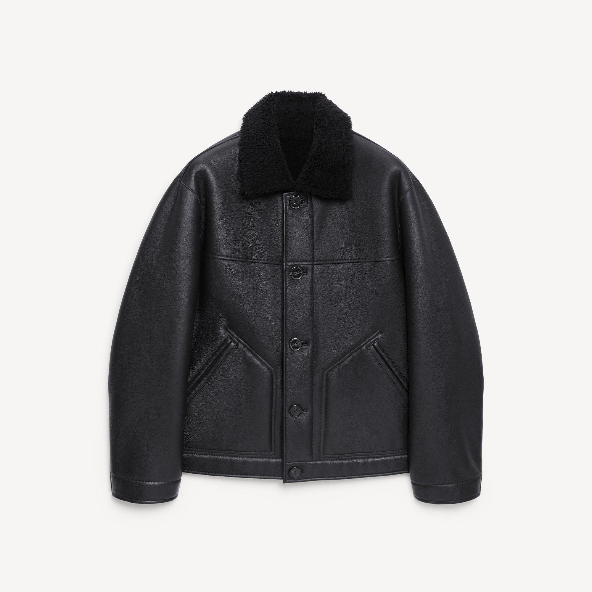Reversible Button-Up Jacket in Shearling