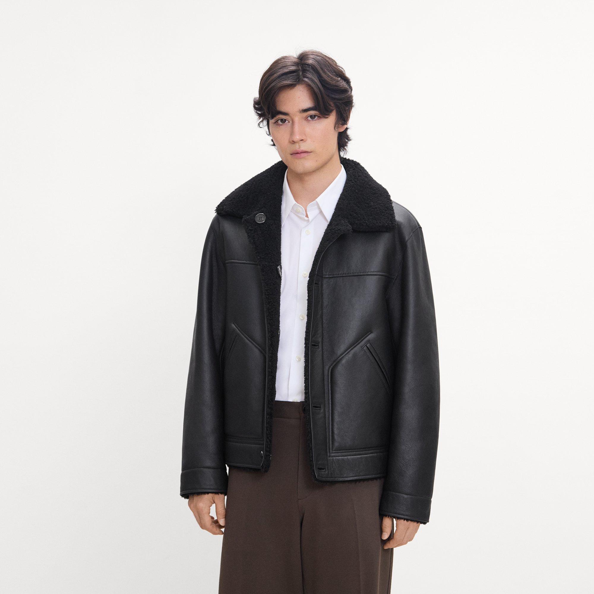Reversible Button-Up Jacket in Shearling