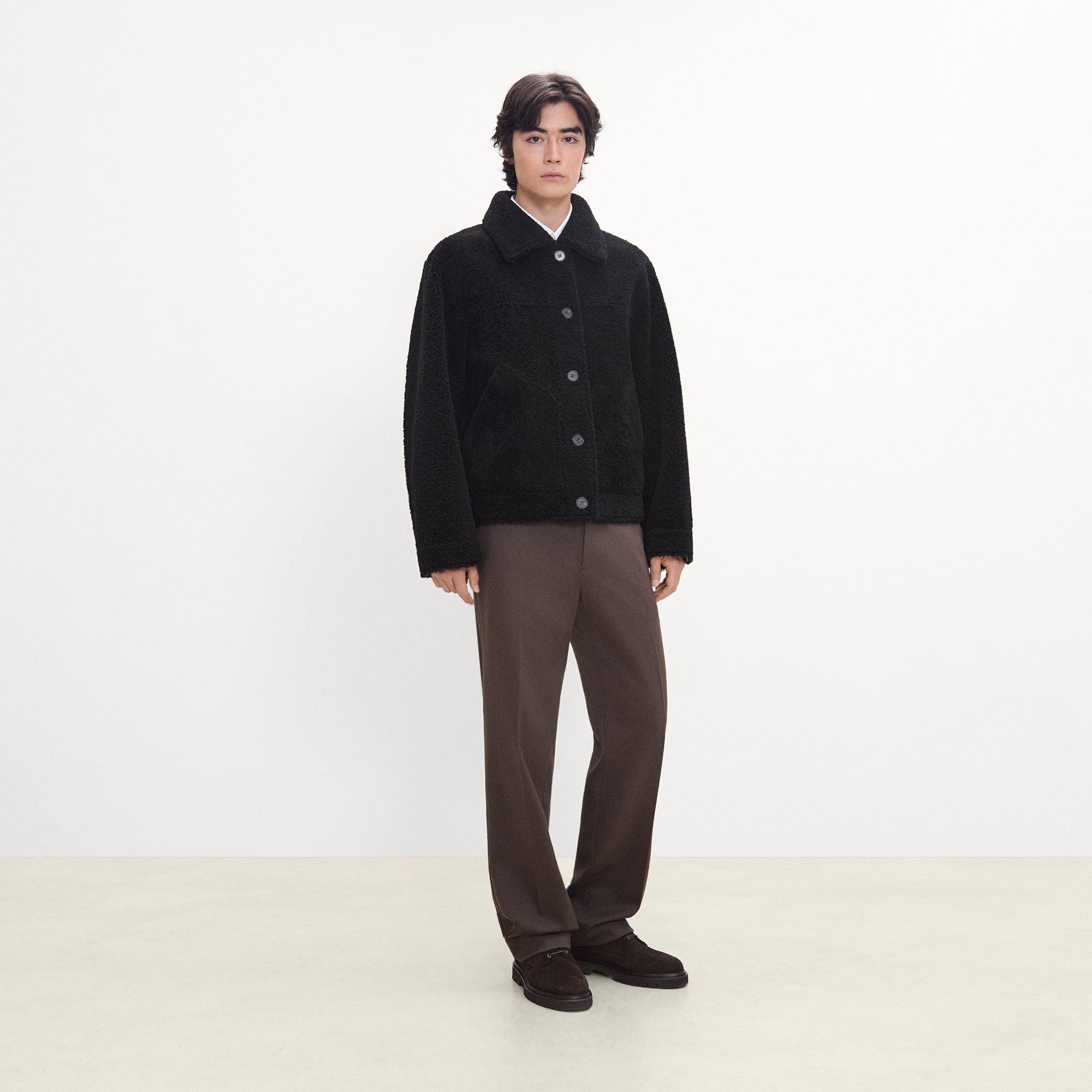 Reversible Button-Up Jacket in Shearling