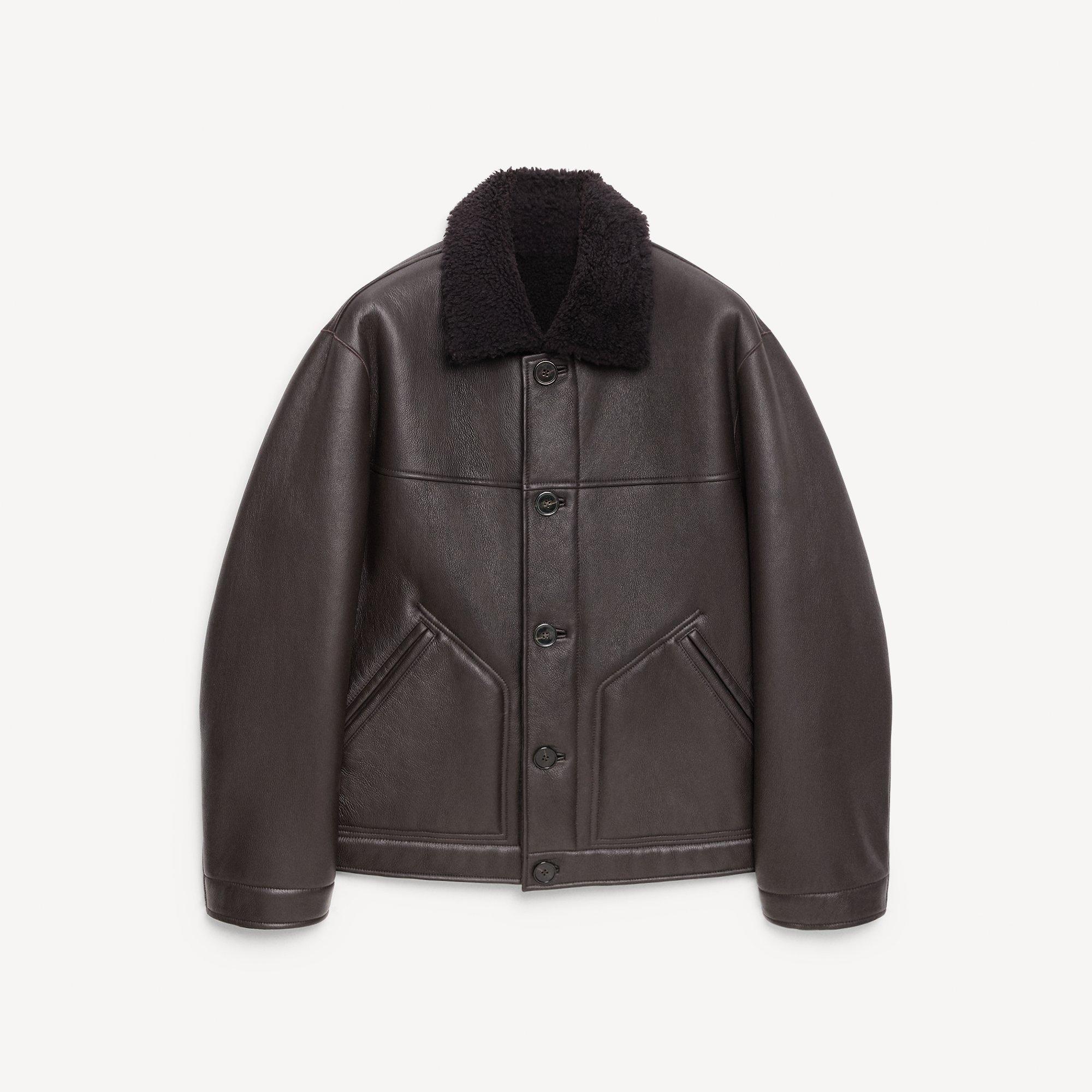 Reversible Button-Up Jacket in Shearling