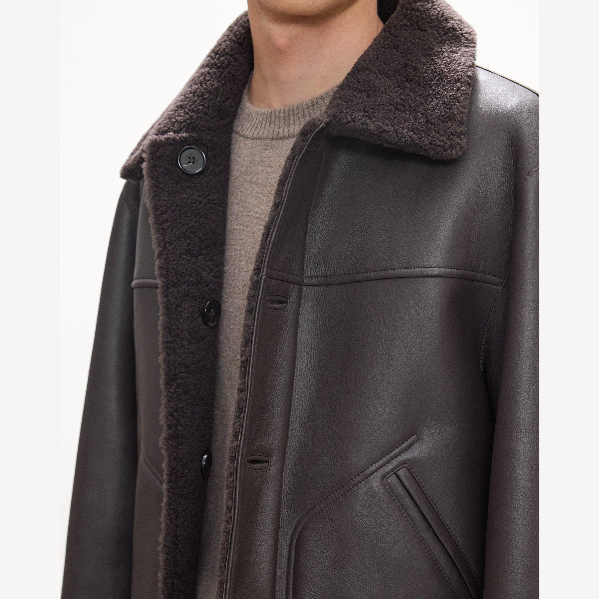 Reversible Button-Up Jacket in Shearling