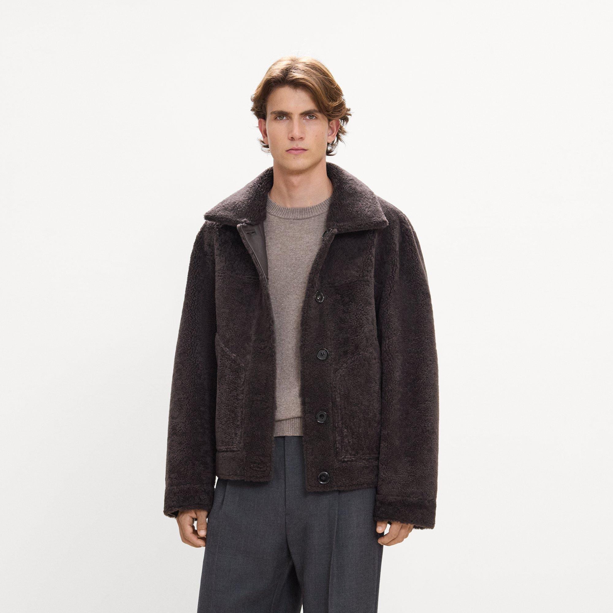 Reversible Button-Up Jacket in Shearling