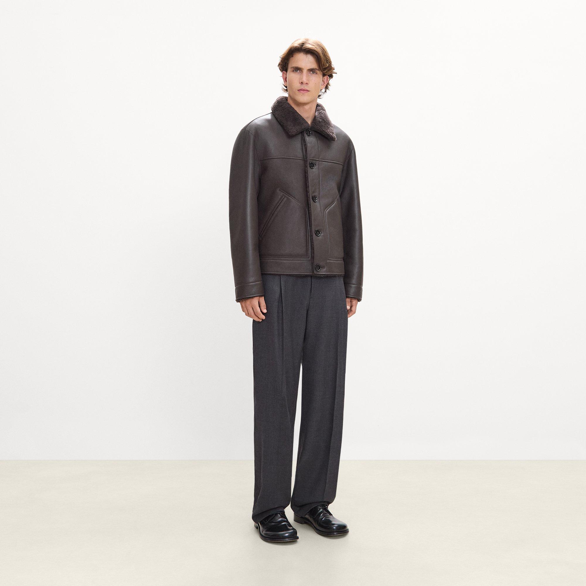 Reversible Button-Up Jacket in Shearling