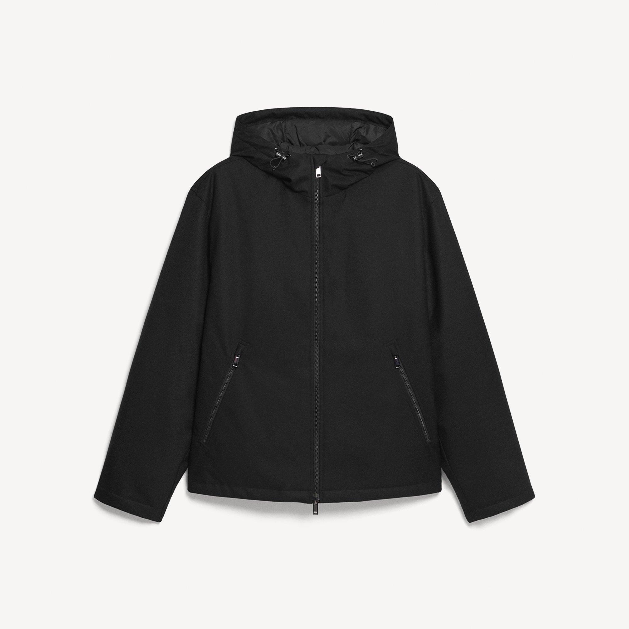 Hooded Jacket in Bonded Wool-Blend