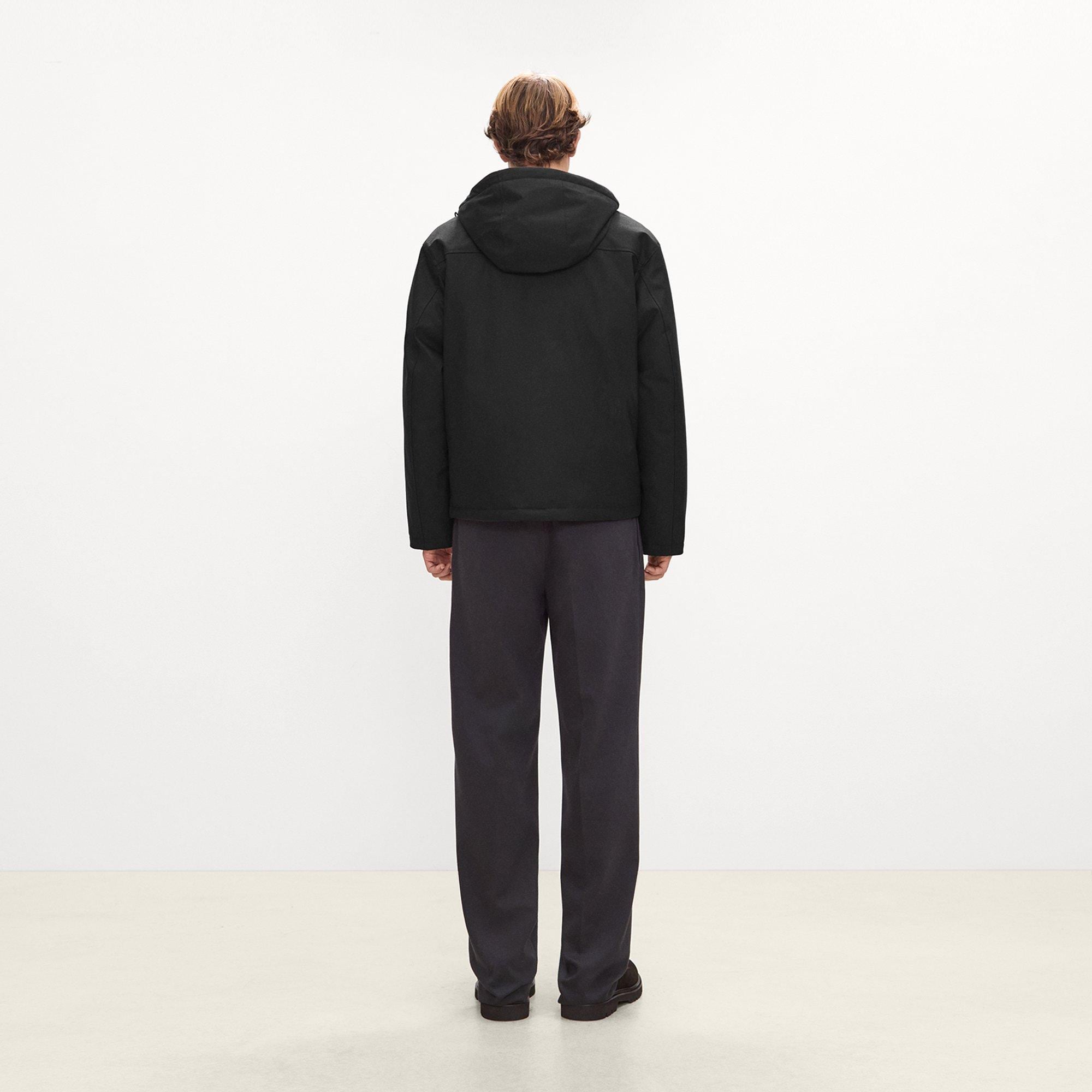Hooded Jacket in Bonded Wool-Blend