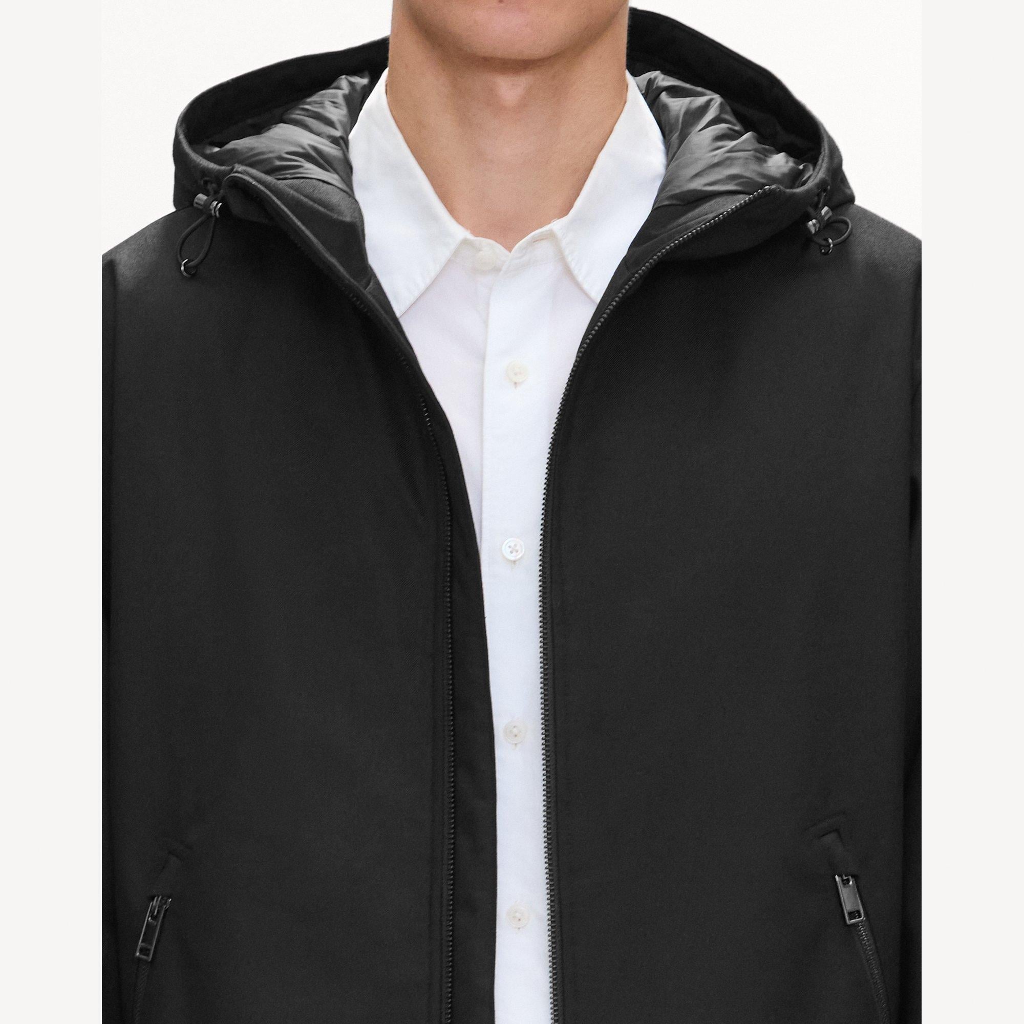 Hooded Jacket in Bonded Wool-Blend