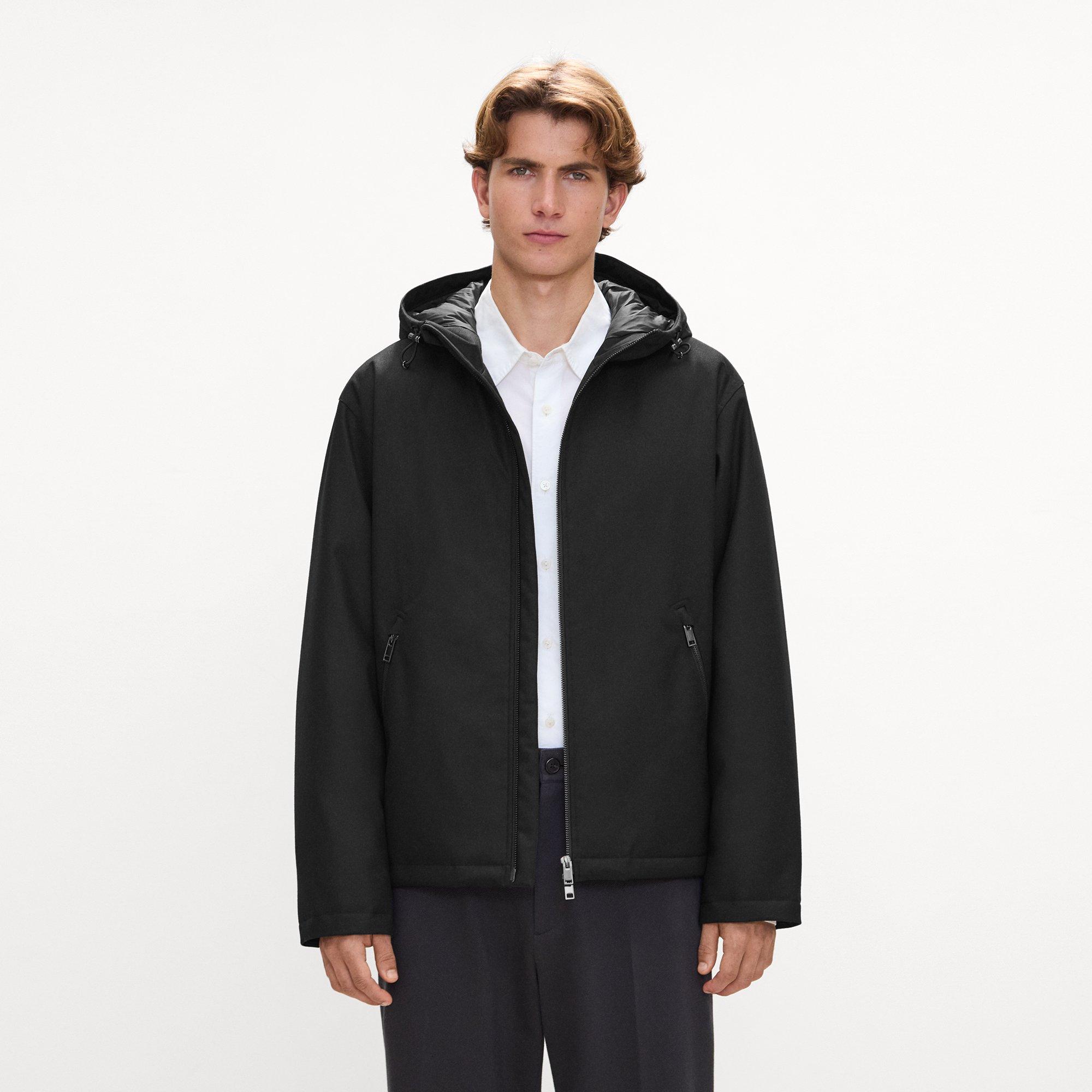 Hooded Jacket in Bonded Wool-Blend