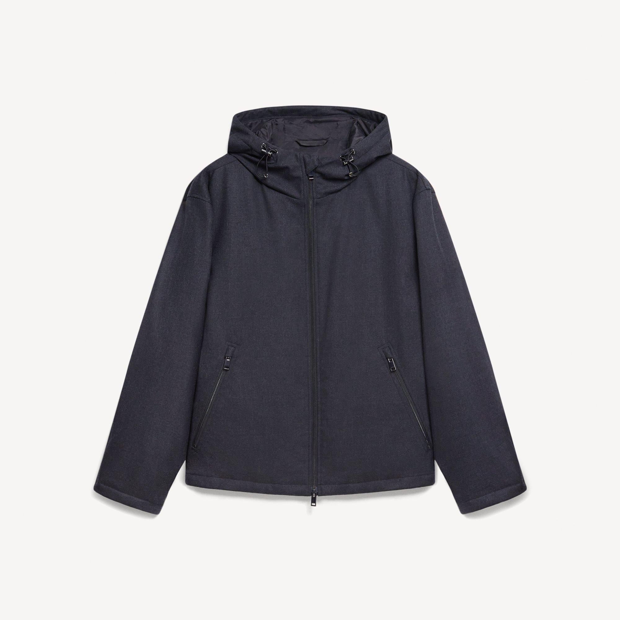 Hooded Jacket in Bonded Wool-Blend