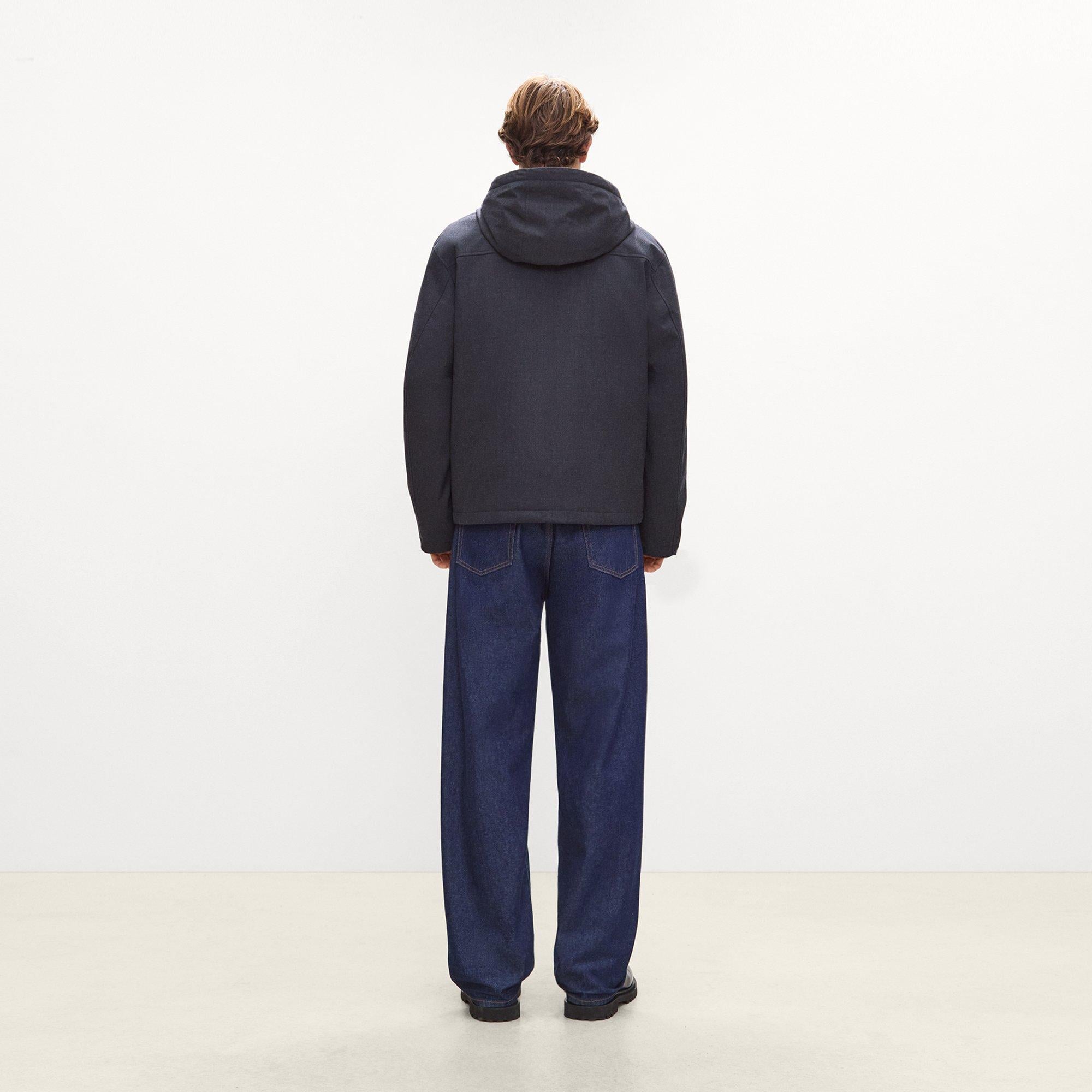 Hooded Jacket in Bonded Wool-Blend