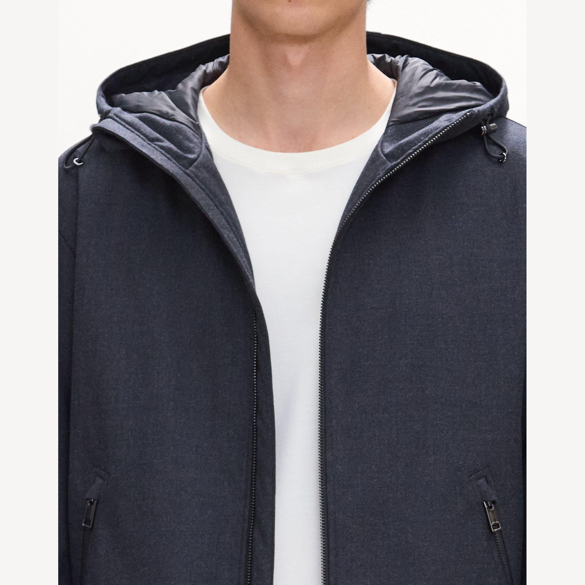 Hooded Jacket in Bonded Wool-Blend