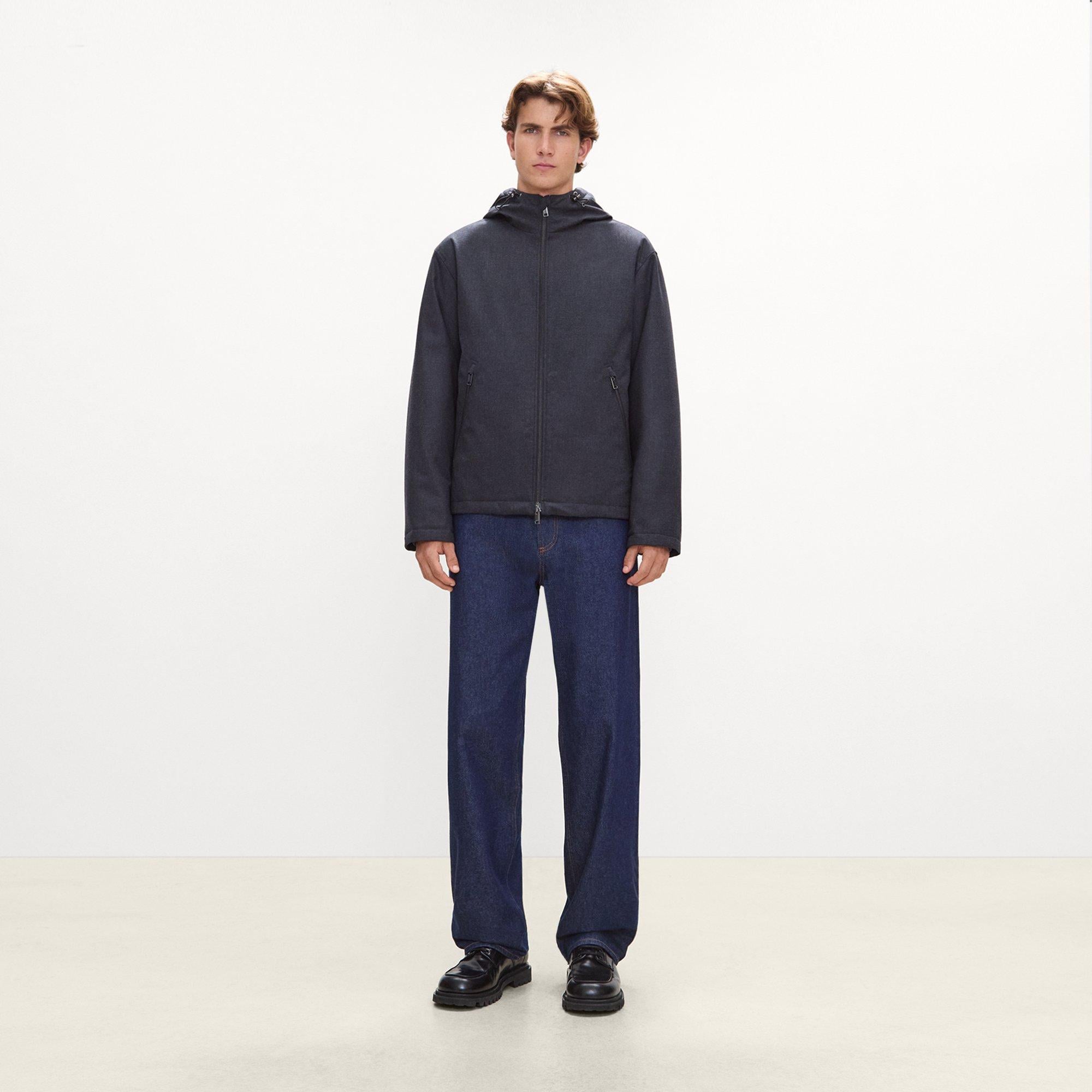 Hooded Jacket in Bonded Wool-Blend