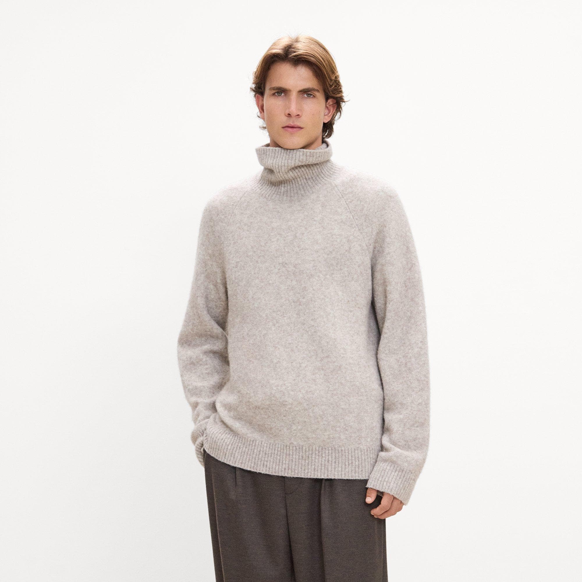 Turtleneck Sweater in Brushed Wool-Yak