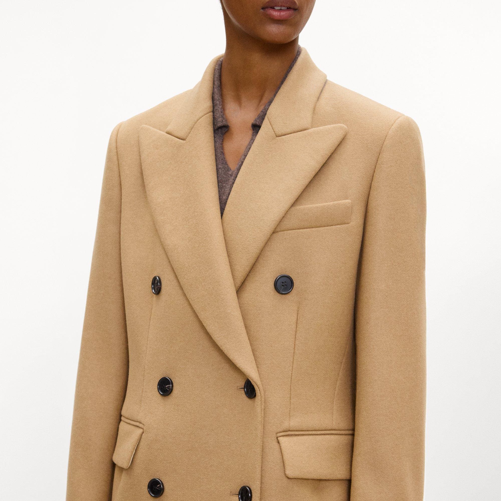 Double-Breasted Overcoat in Wool-Blend Melton