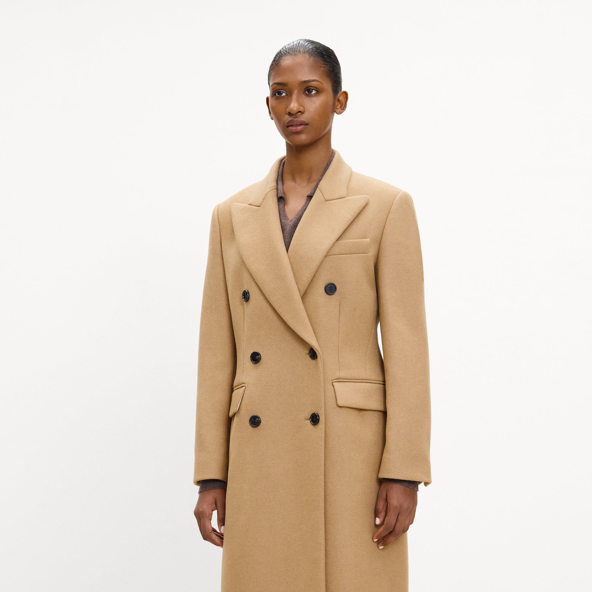 Double-Breasted Overcoat in Wool-Blend Melton