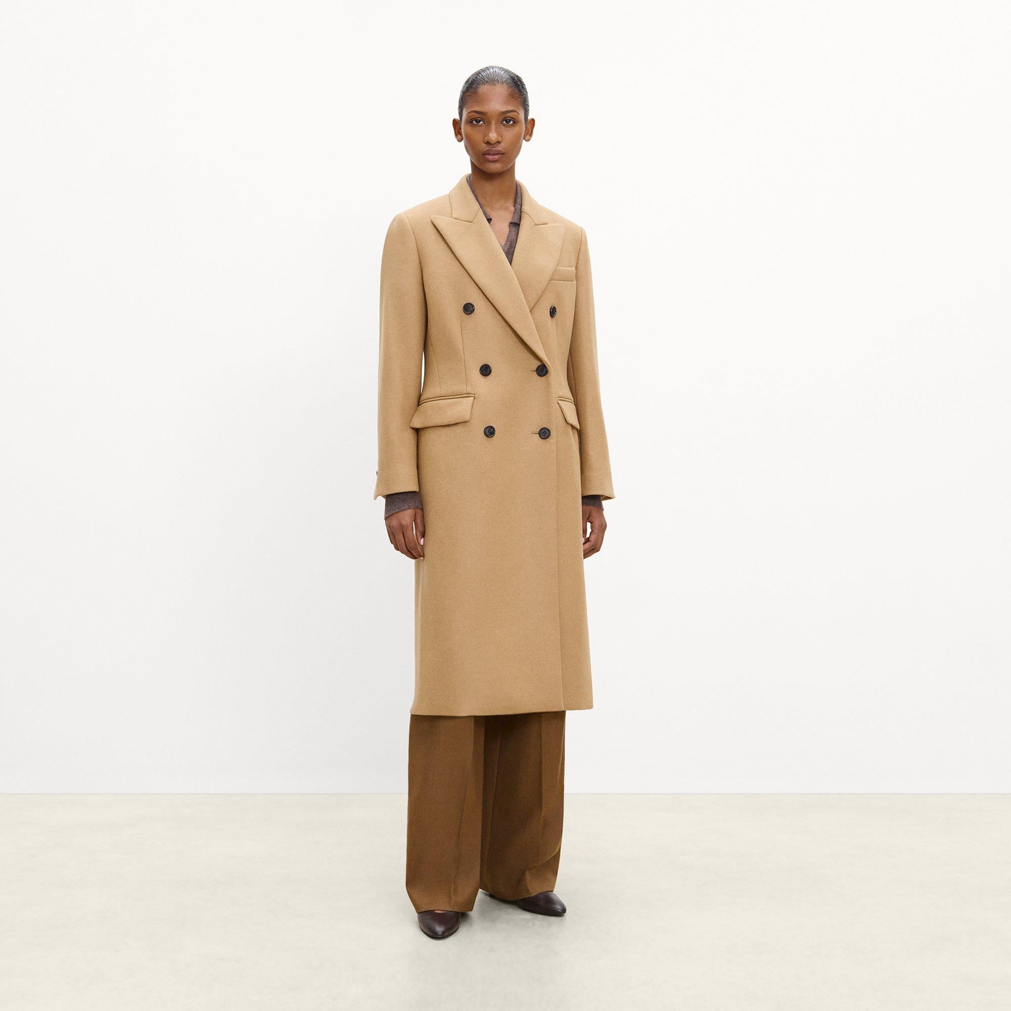 Double-Breasted Overcoat in Wool-Blend Melton