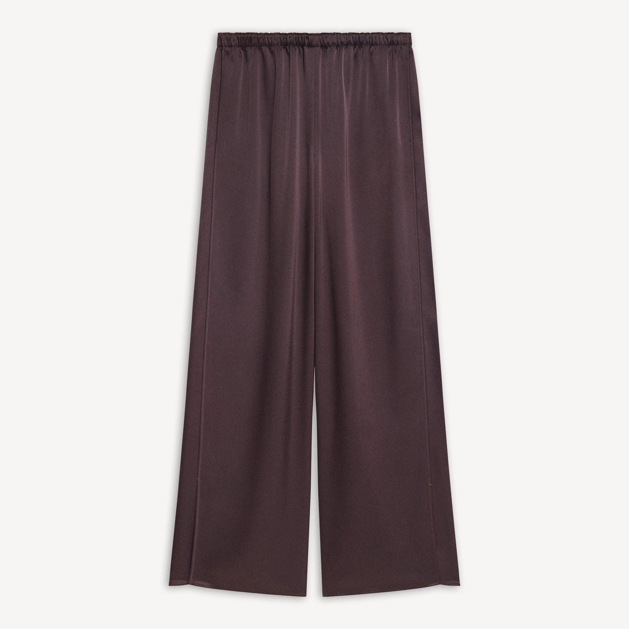 Side Vent Pull-On Trousers in Satin