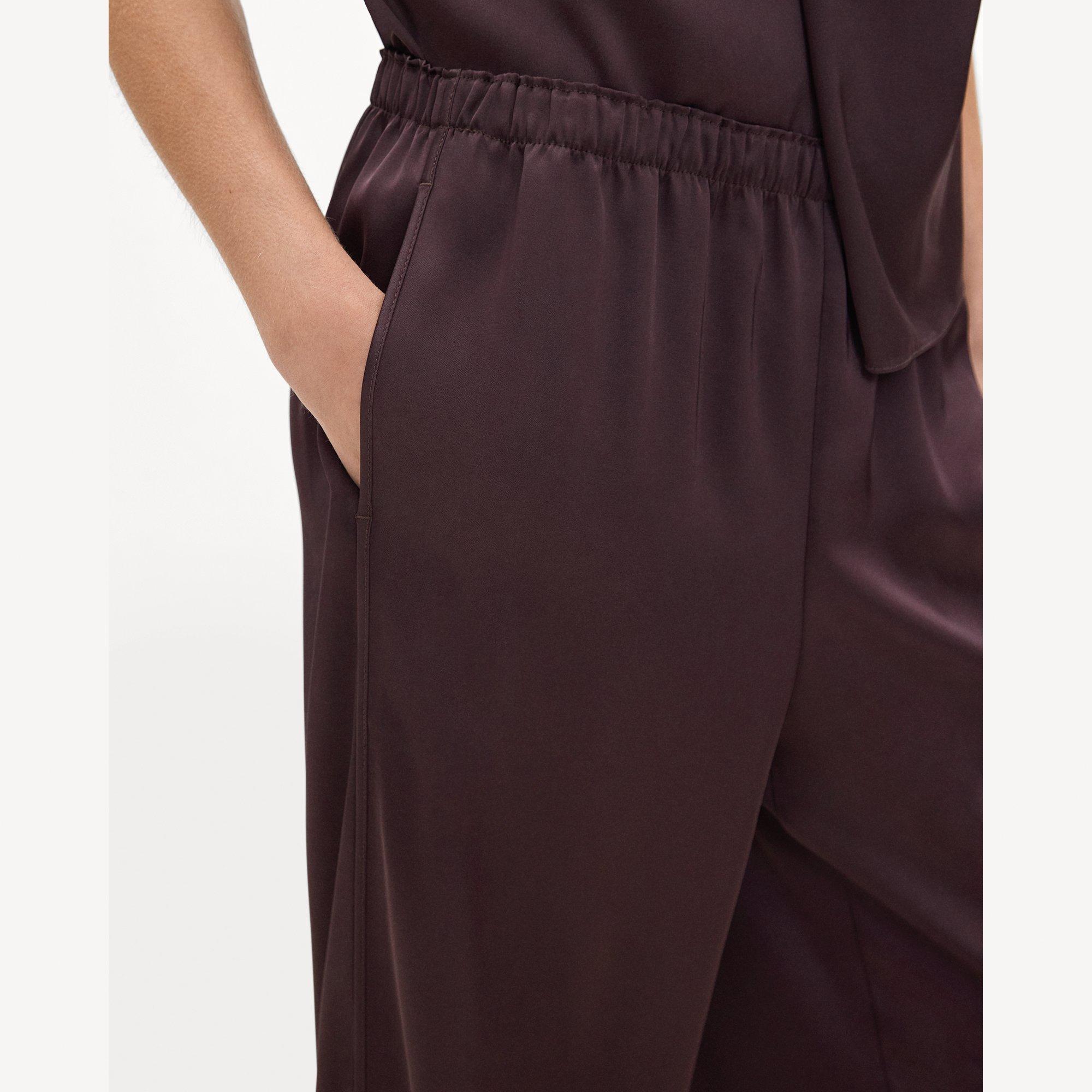 Side Vent Pull-On Trousers in Satin