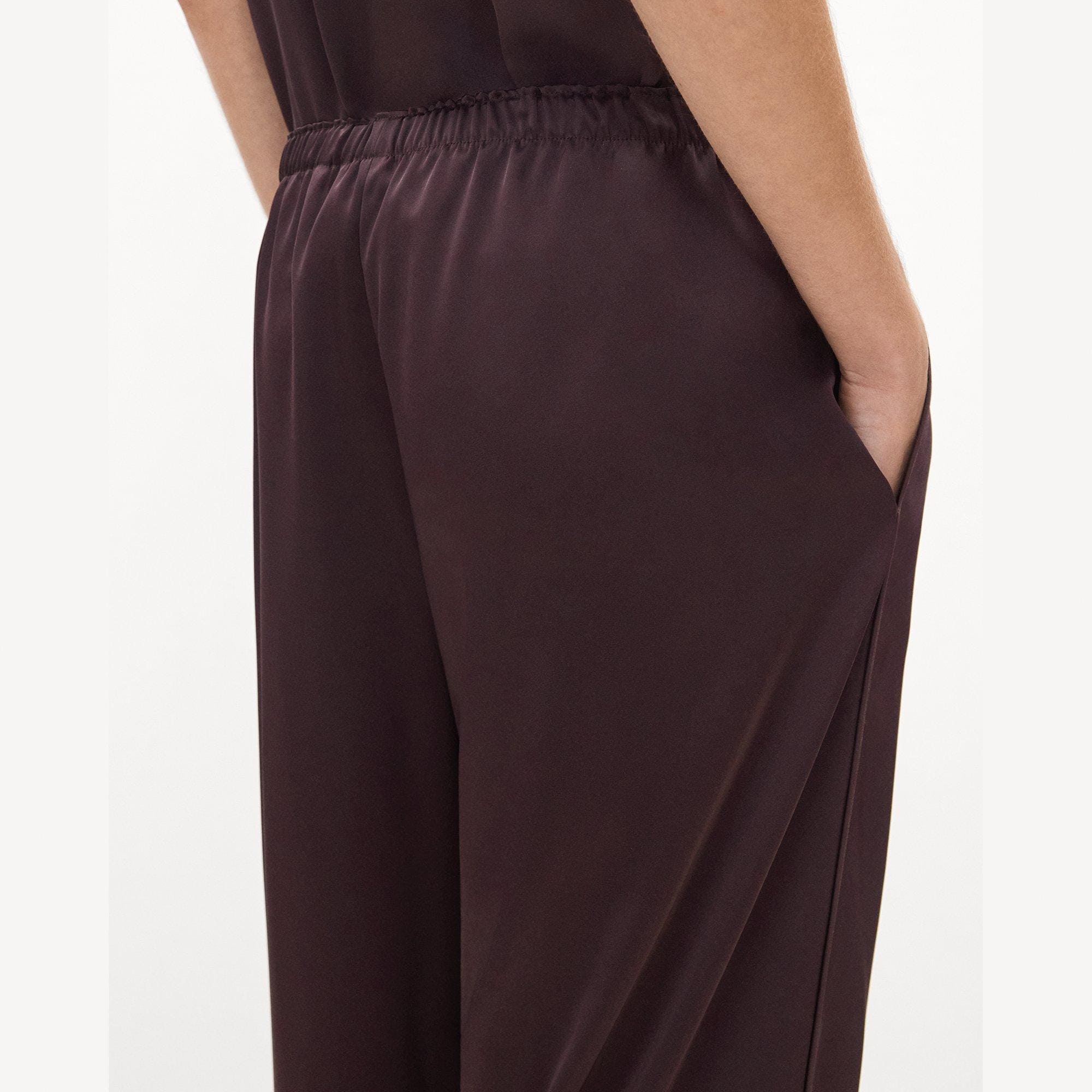 Side Vent Pull-On Trousers in Satin