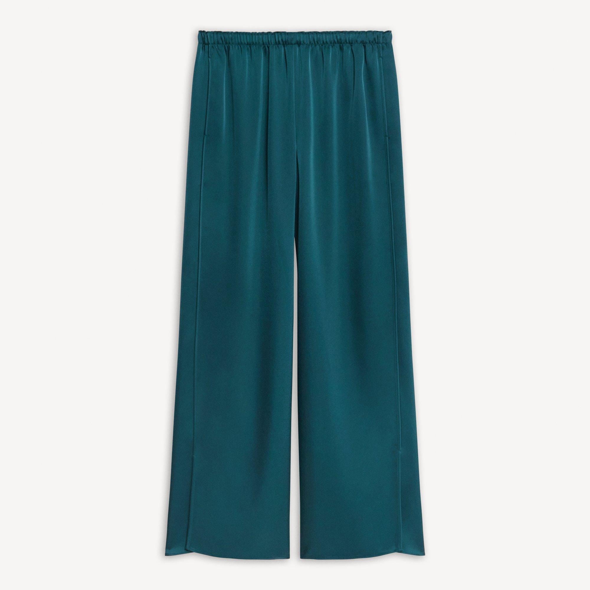 Side Vent Pull-On Trousers in Satin
