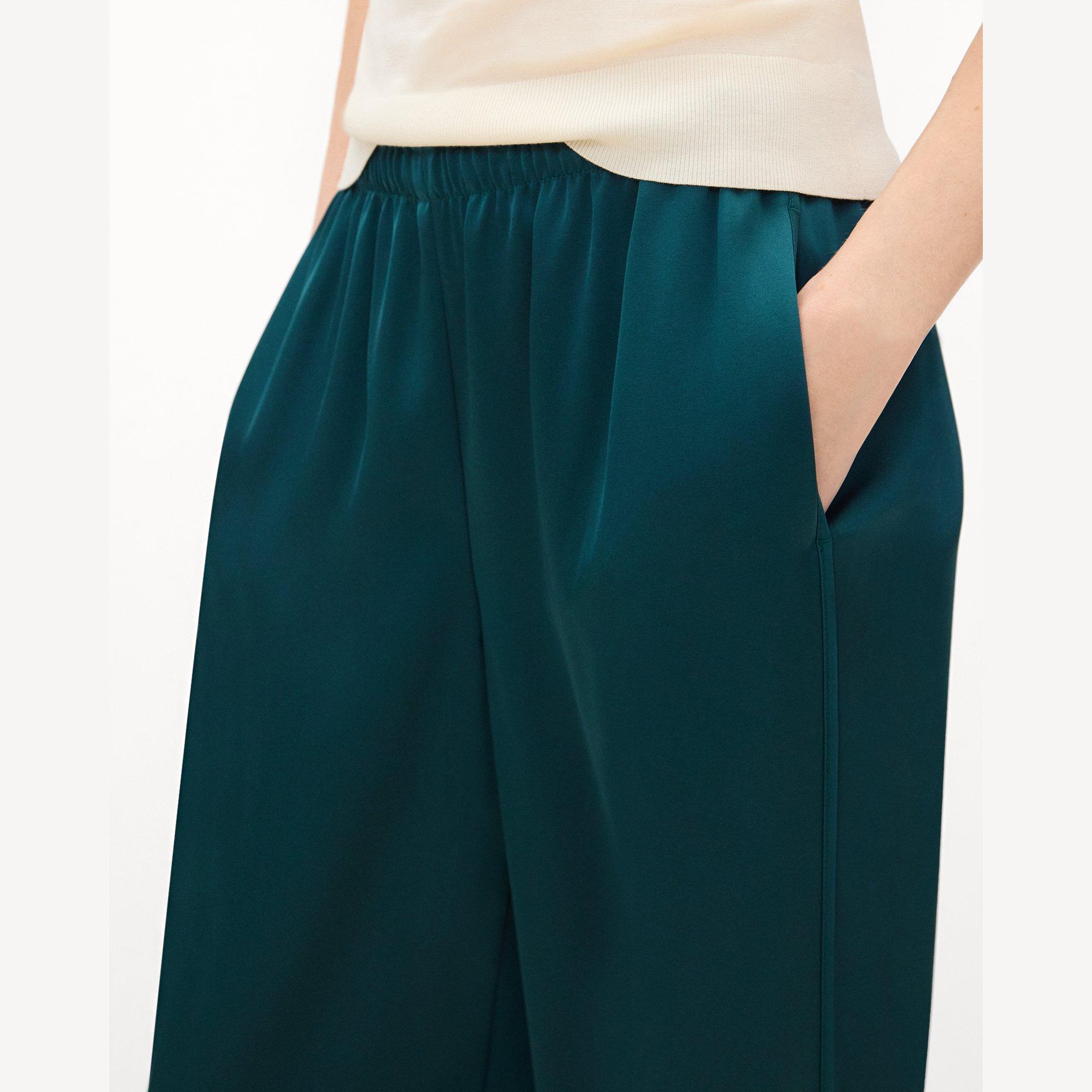 Side Vent Pull-On Trousers in Satin