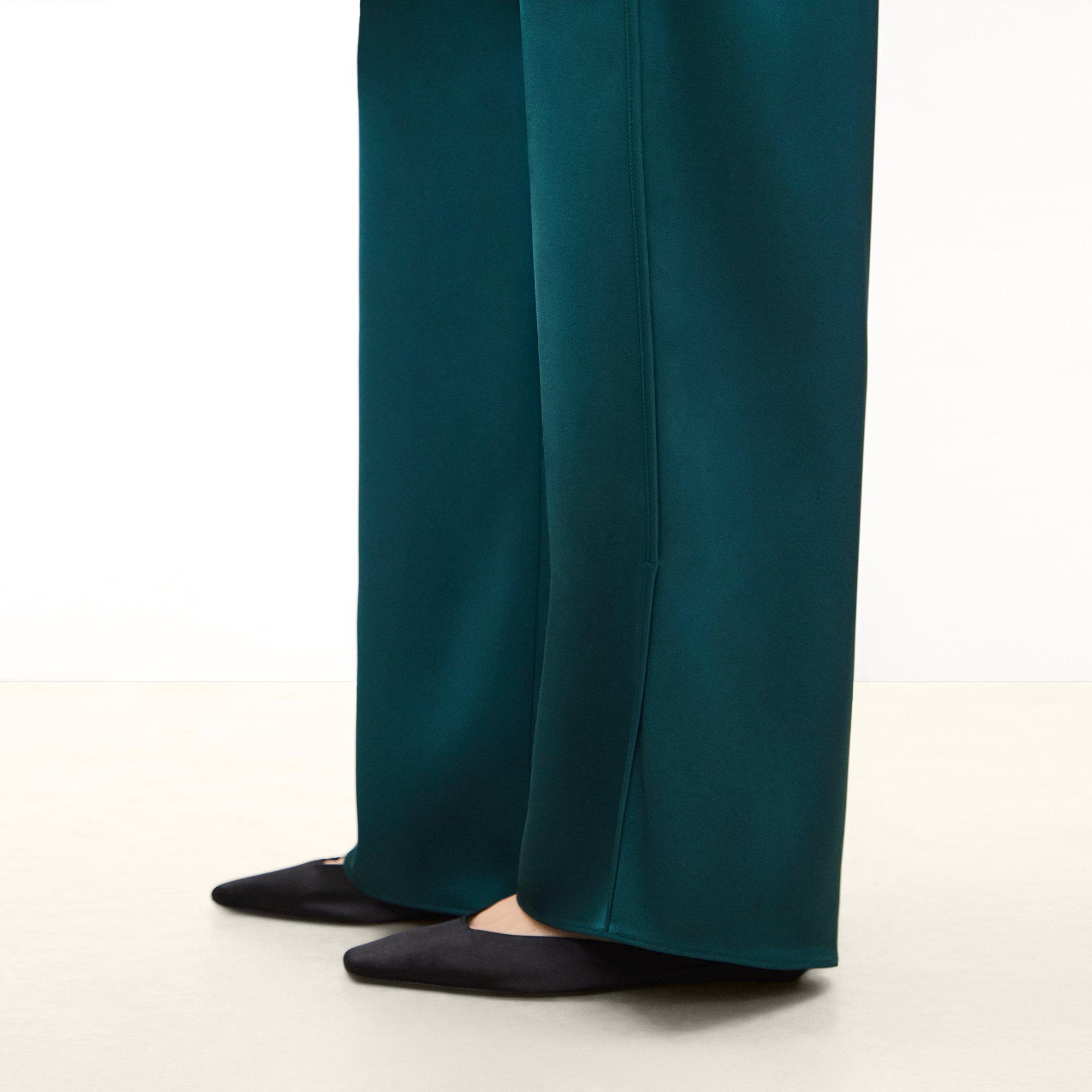 Side Vent Pull-On Trousers in Satin