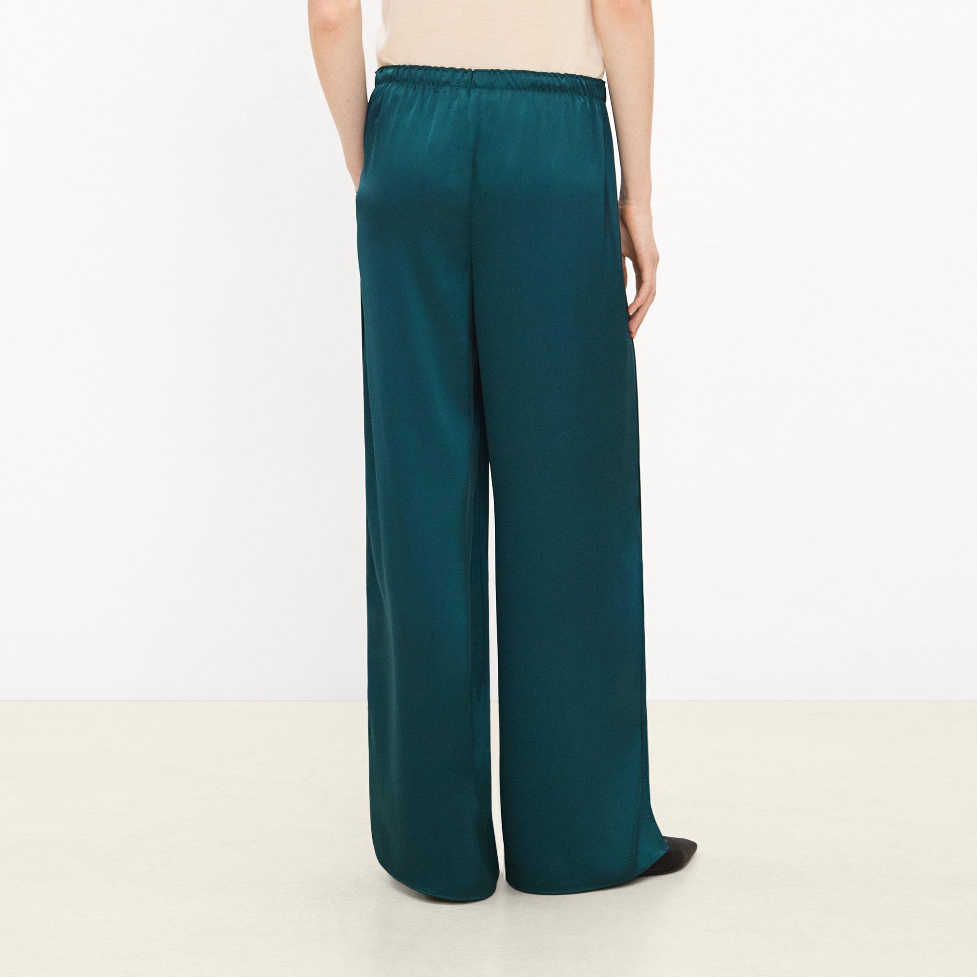Side Vent Pull-On Trousers in Satin