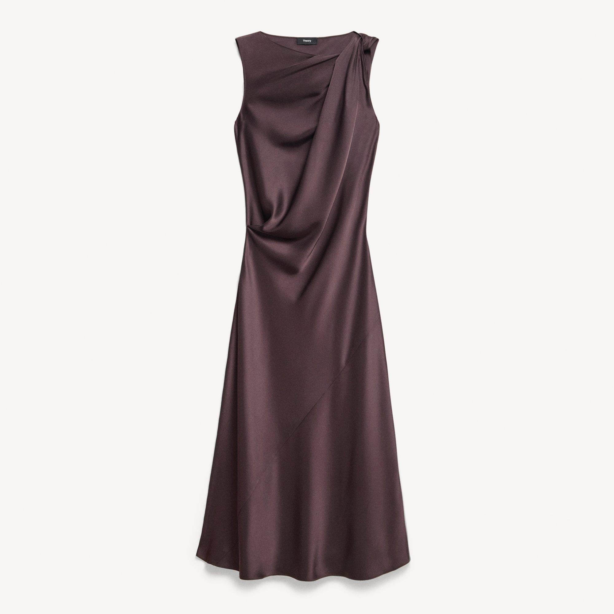Shoulder Twist Dress in Satin