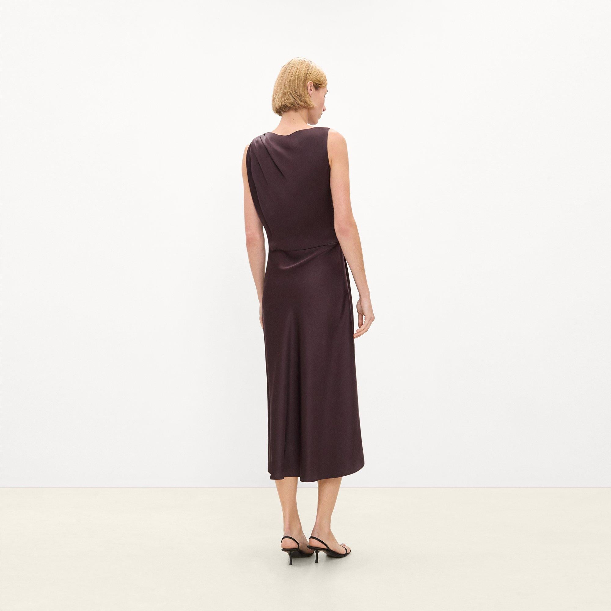 Shoulder Twist Dress in Satin