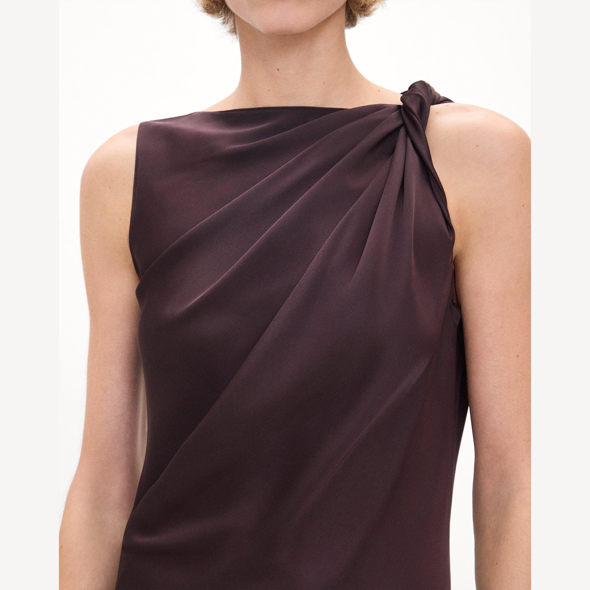 Shoulder Twist Dress in Satin