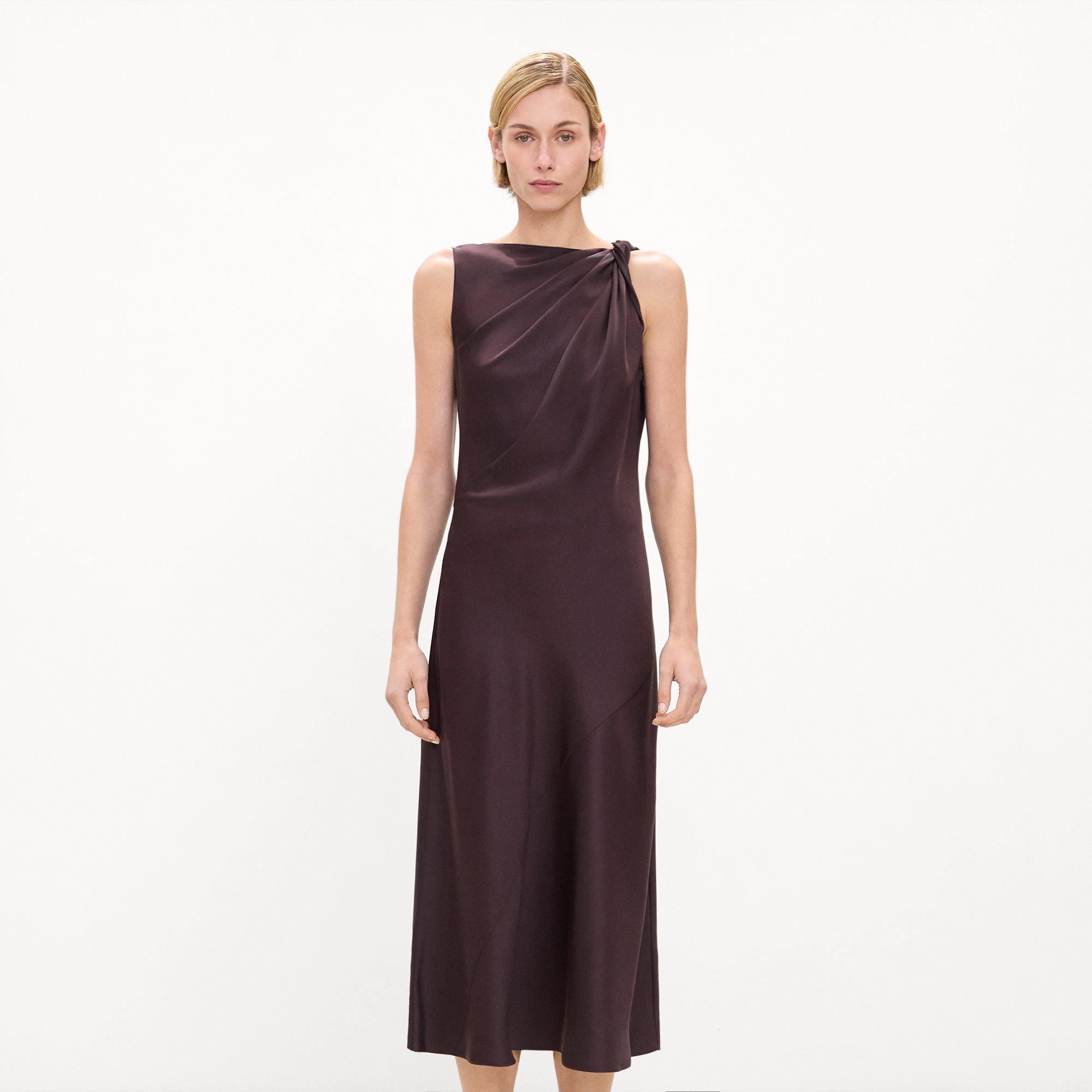 Shoulder Twist Dress in Satin