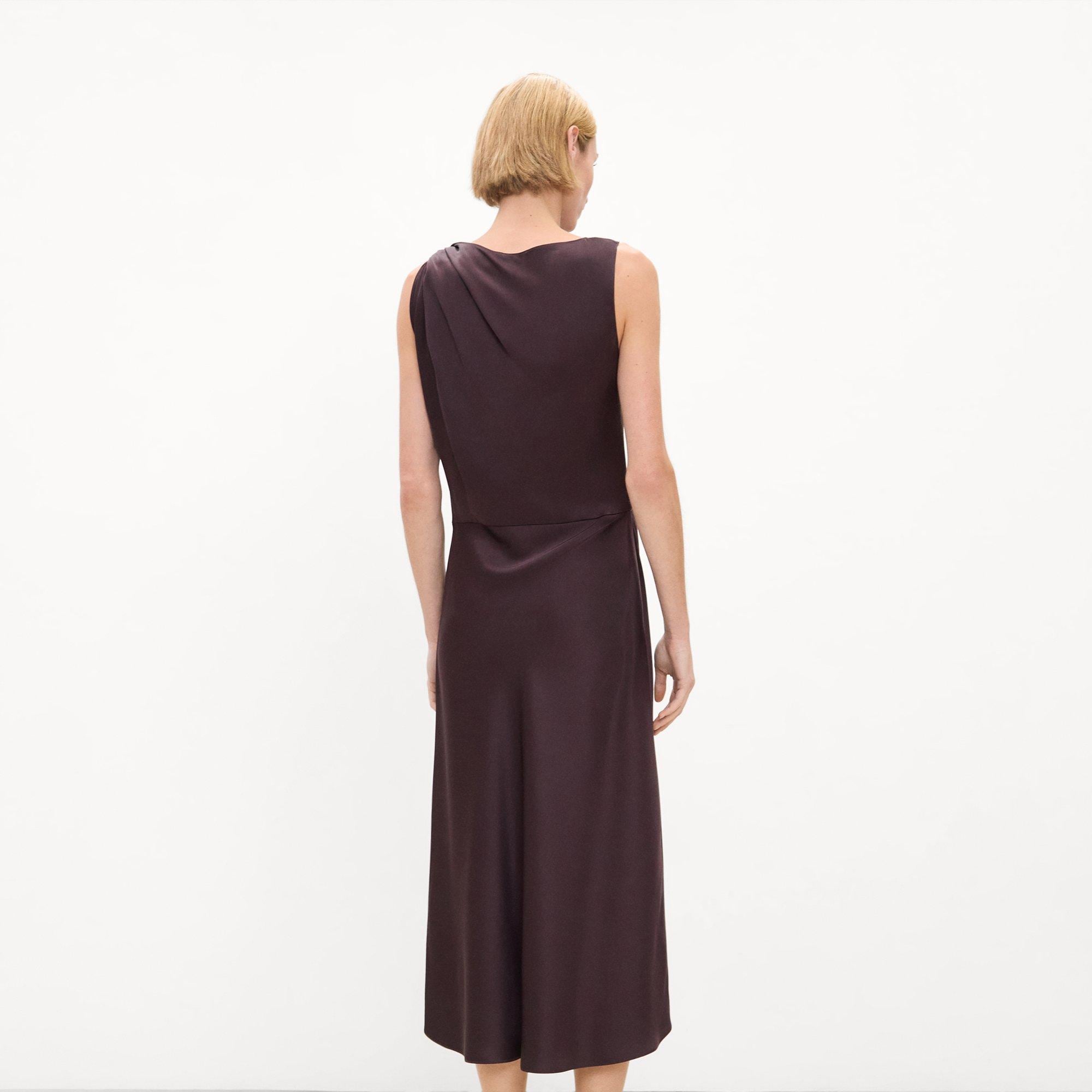 Shoulder Twist Dress in Satin
