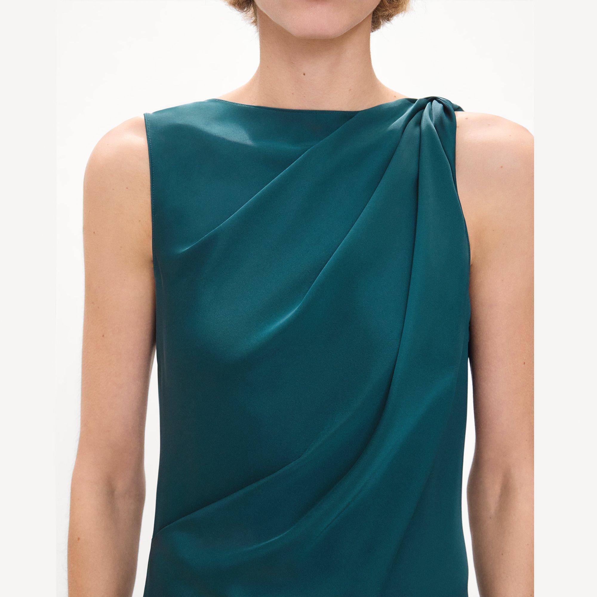 Shoulder Twist Dress in Satin