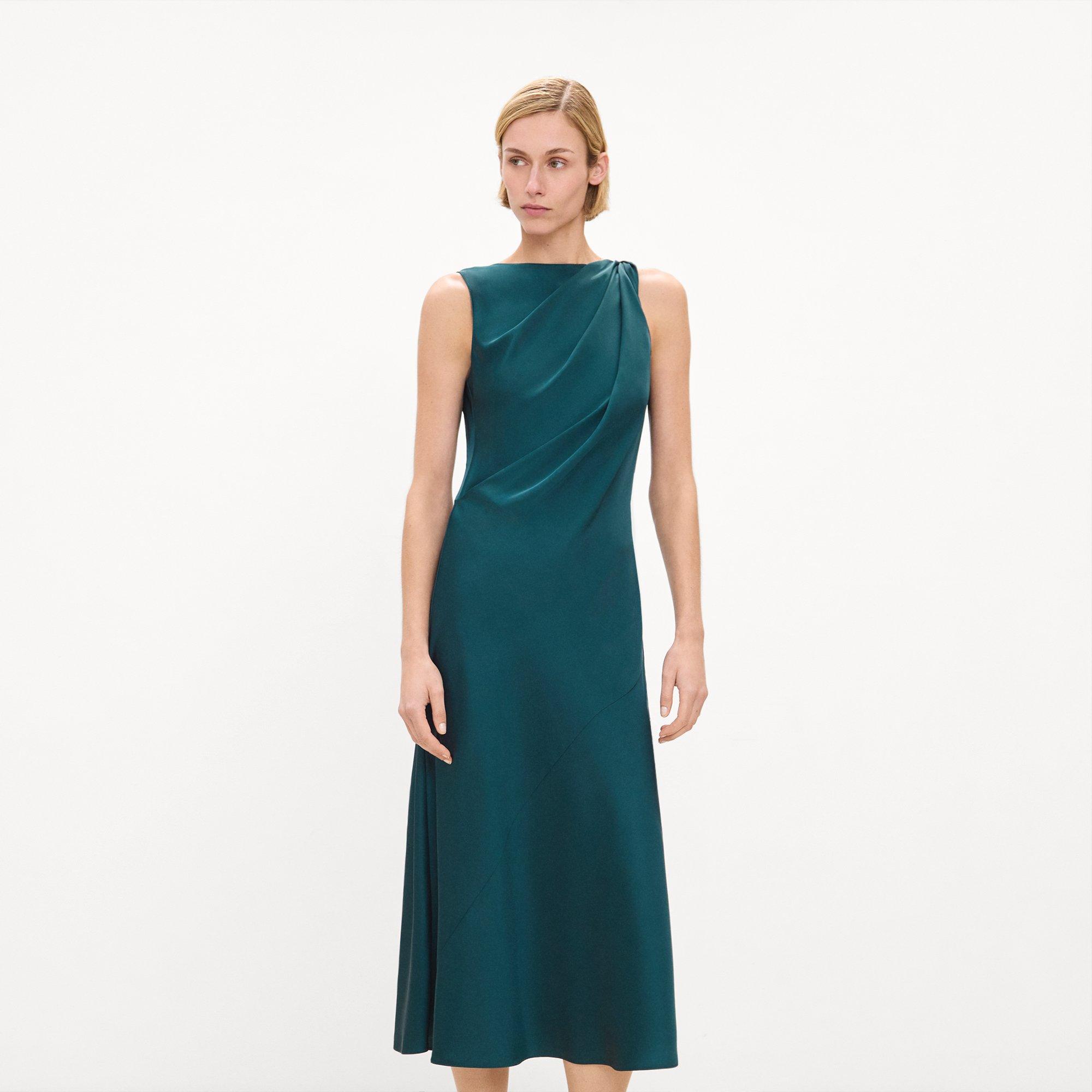 Shoulder Twist Dress in Satin