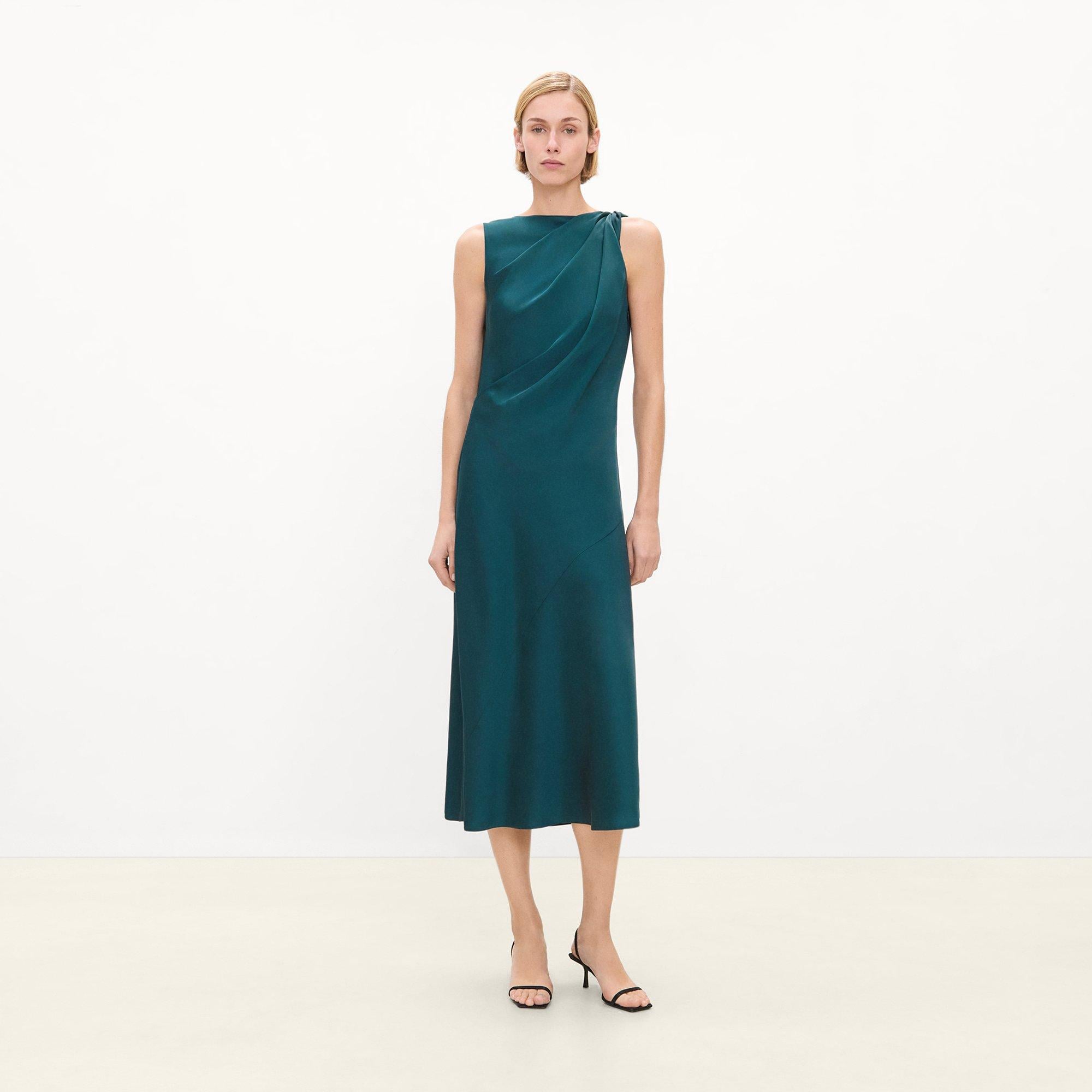 Shoulder Twist Dress in Satin