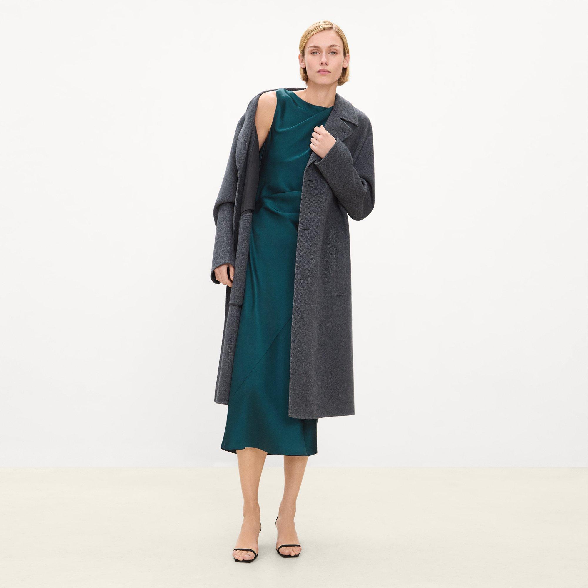 Shoulder Twist Dress in Satin