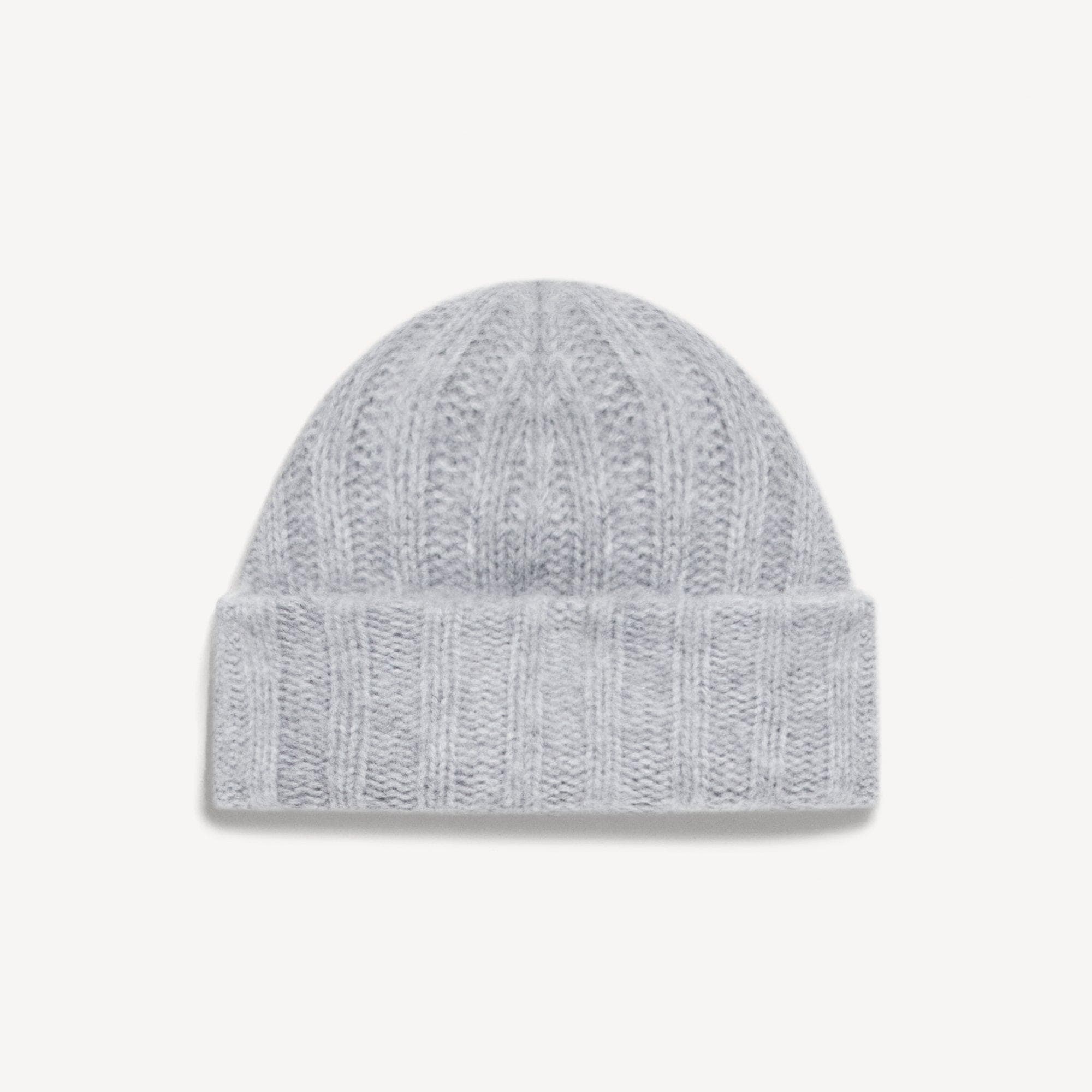 Ribbed Beanie in Brushed Wool-Cashmere