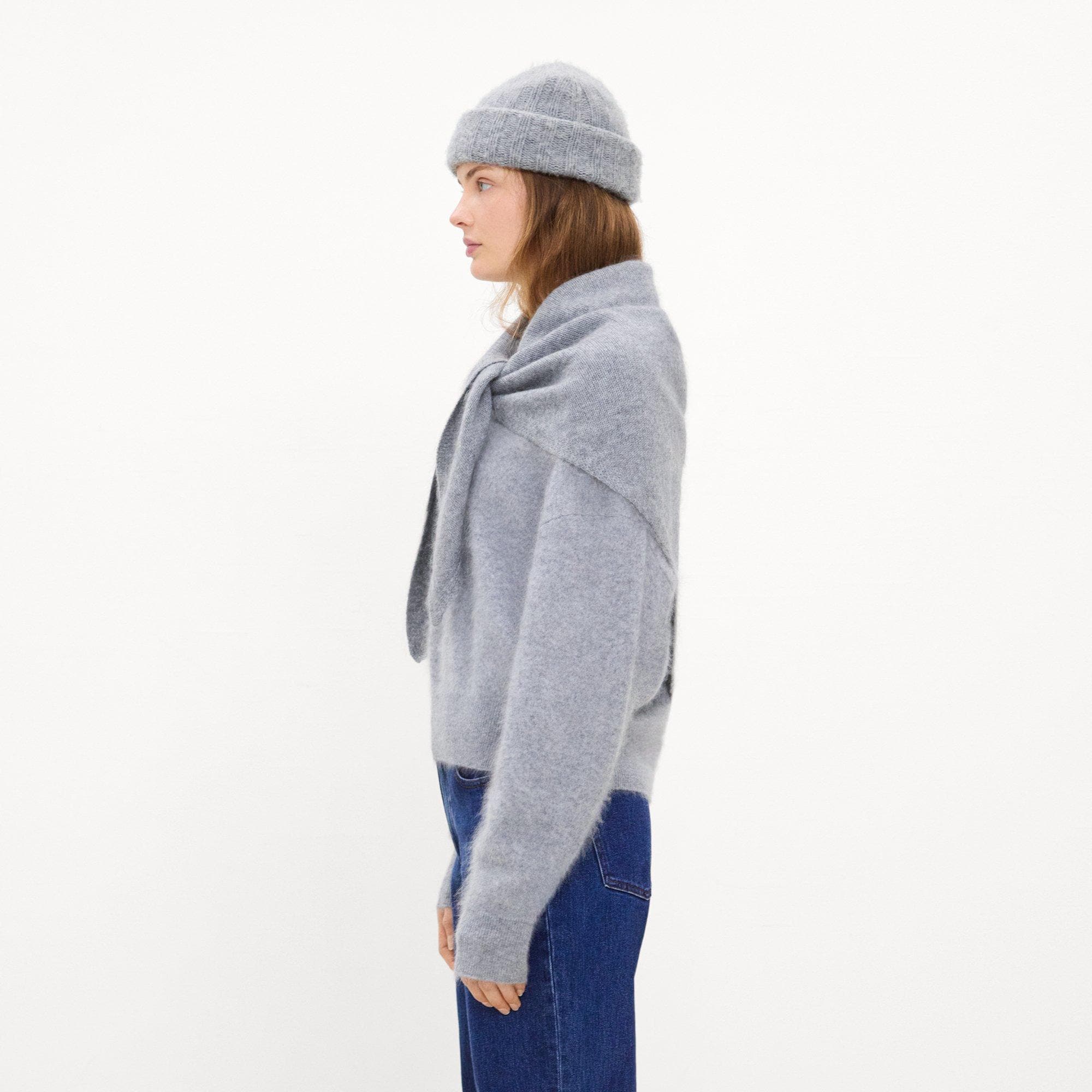 Ribbed Beanie in Brushed Wool-Cashmere