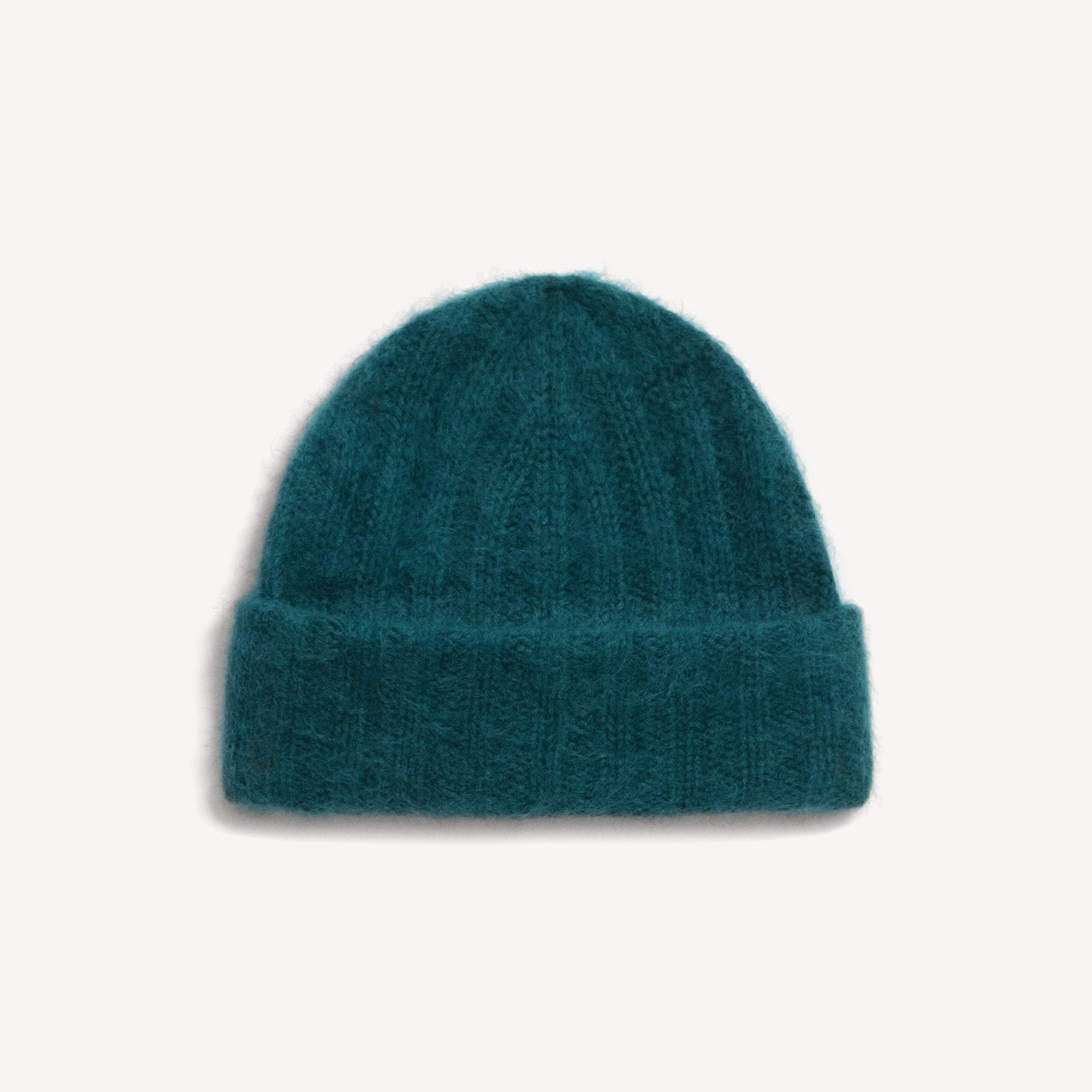 Ribbed Beanie in Brushed Wool-Cashmere