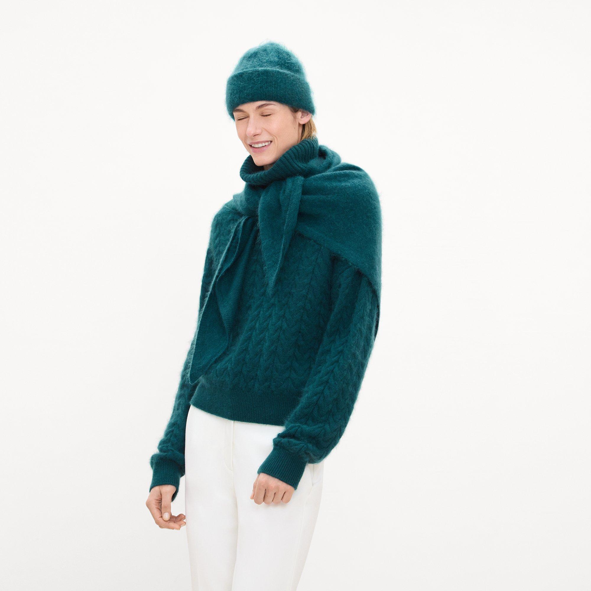 Ribbed Beanie in Brushed Wool-Cashmere