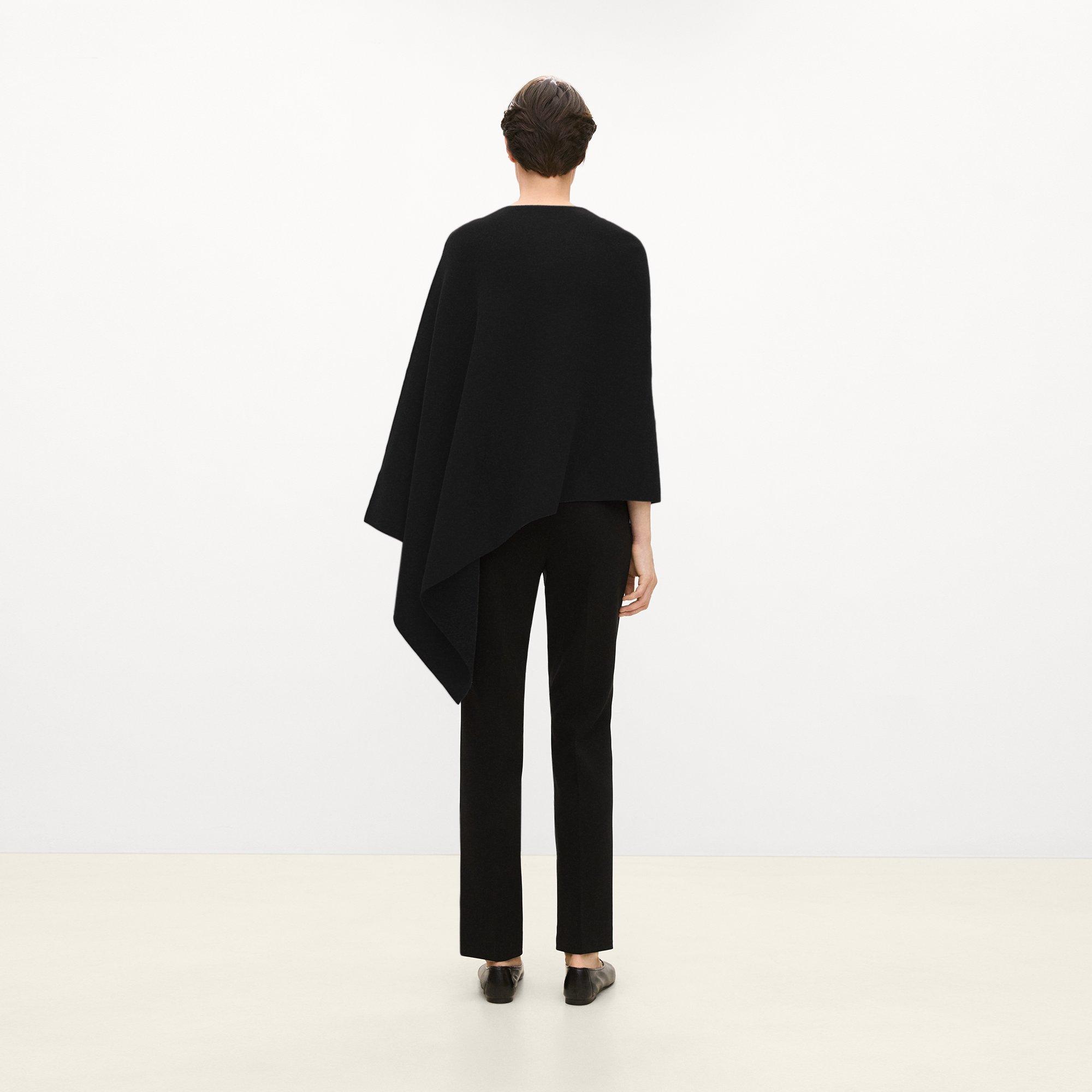Draped Poncho in Felted Wool-Cashmere